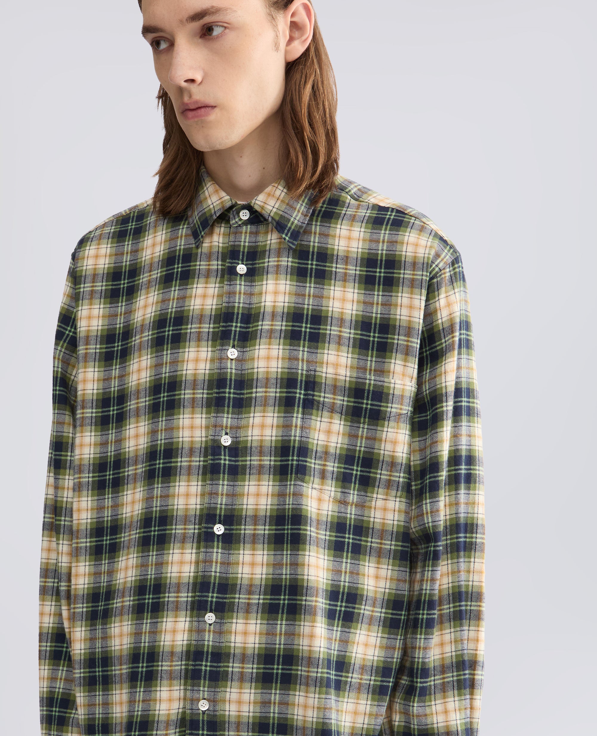 CAMICIA IN FLANELLA DI COTONE - VERDE - ASPESI
