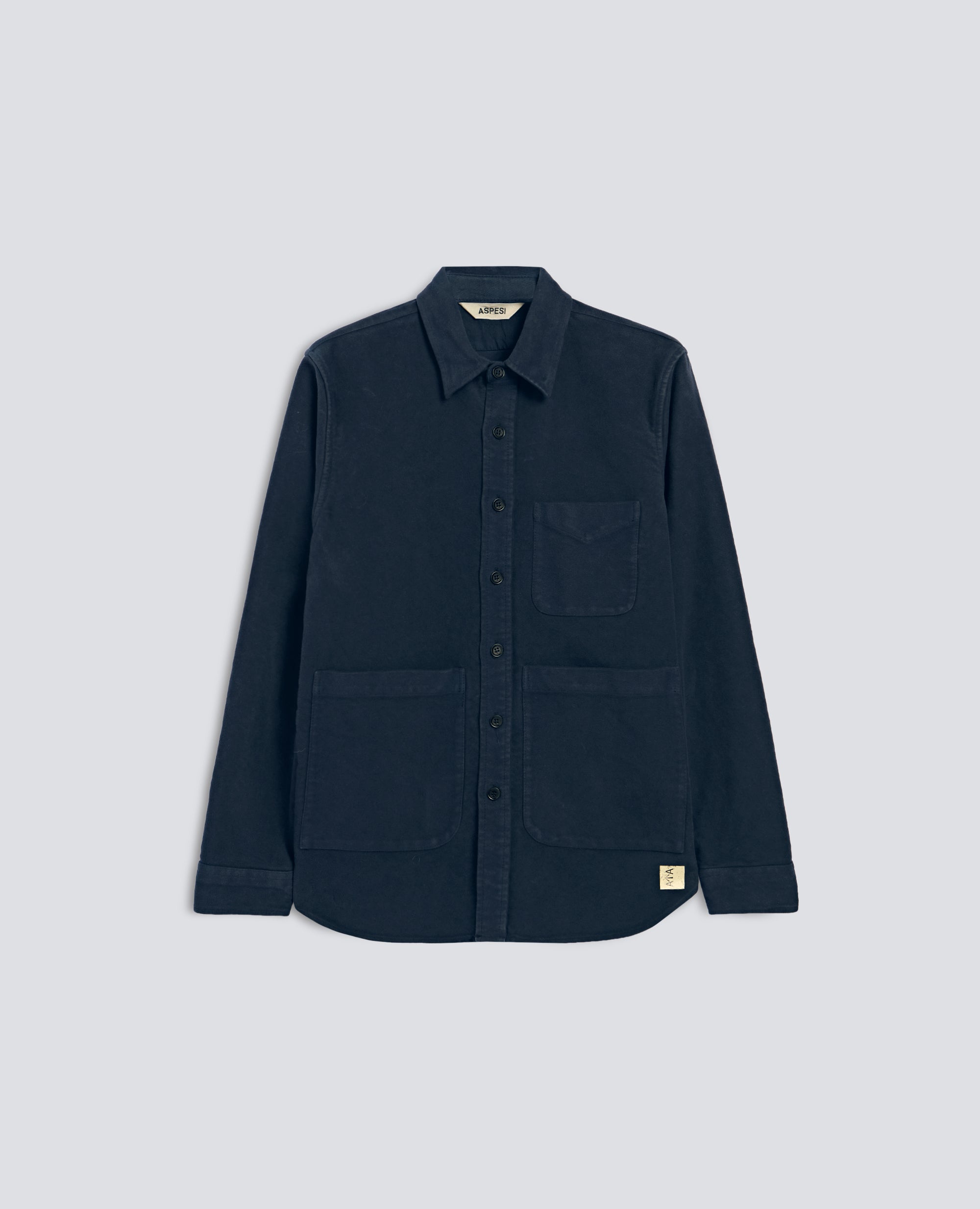 CAMICIA UTILITY IN FUSTAGNO DI COTONE PESANTE, TINTO CAPO - BLU - ASPESI