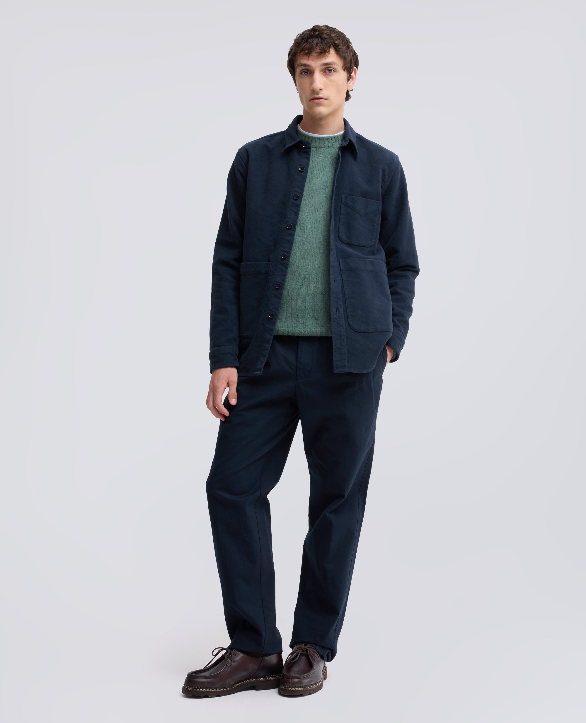 CAMICIA UTILITY IN FUSTAGNO DI COTONE PESANTE, TINTO CAPO - BLU - ASPESI