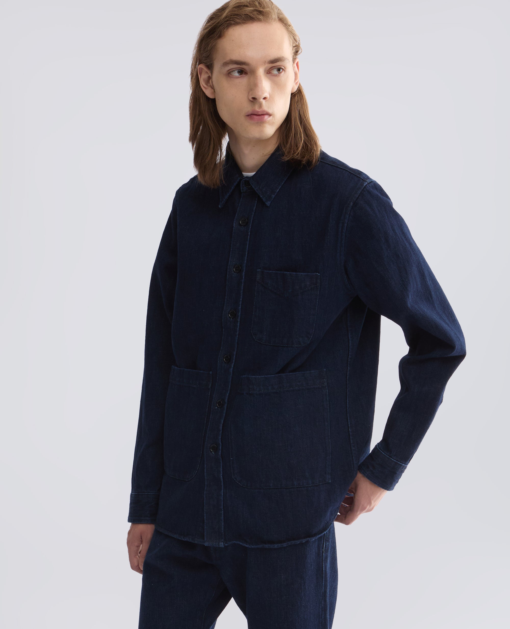 CAMICIA UTILITY IN DENIM DI COTONE - BLU - ASPESI