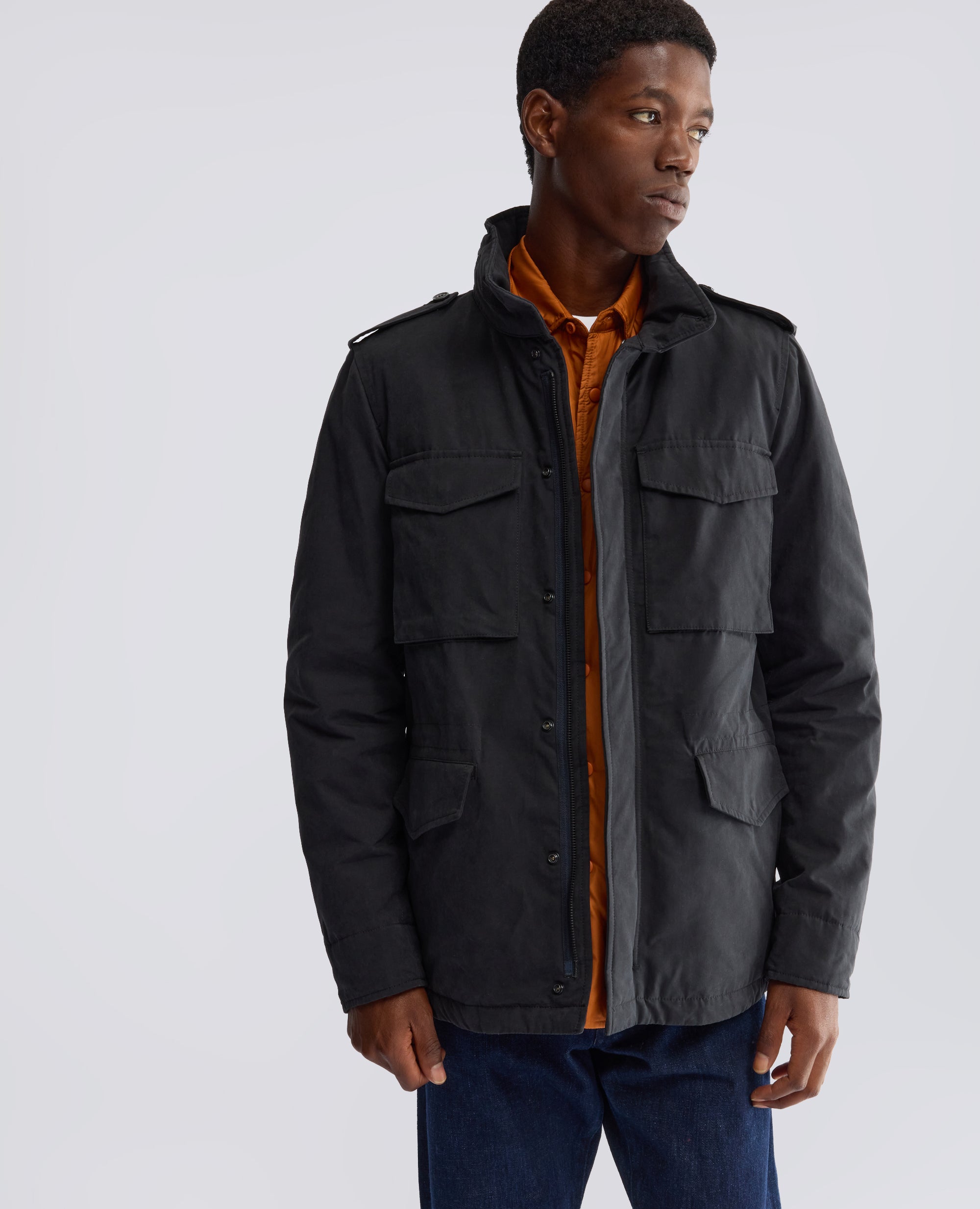 MINI FIELD JACKET IN TELA DRY WAX CON OVATTA THERMORE® - BLU - ASPESI