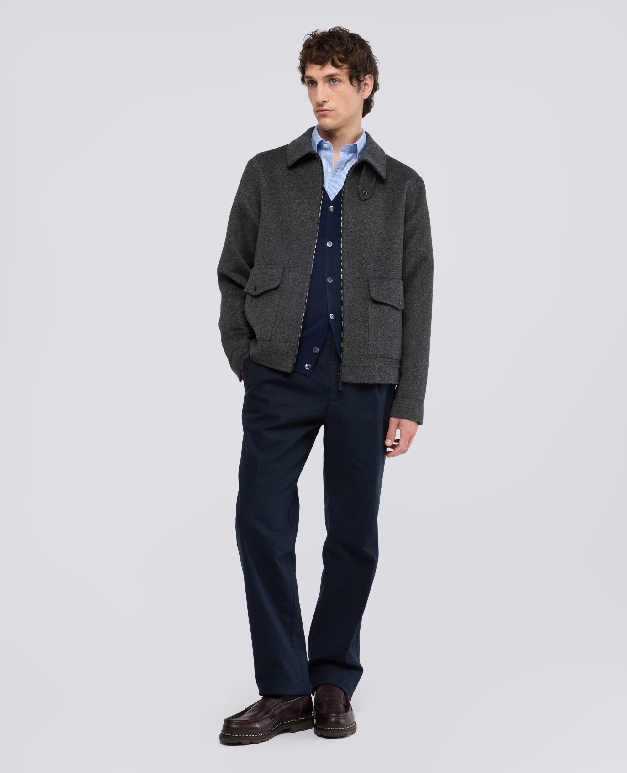 JACKE AUS DOUBLE-WOLLGEWEBE - GRAU - ASPESI