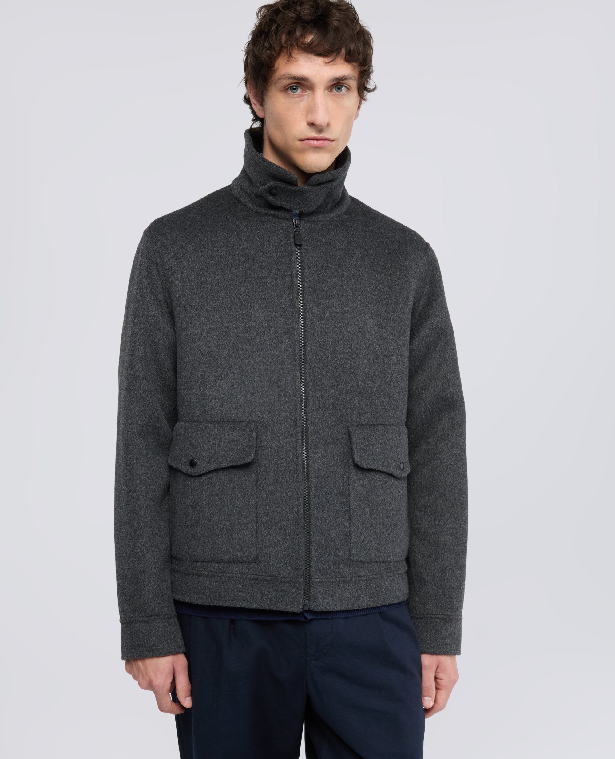 JACKE AUS DOUBLE-WOLLGEWEBE - GRAU - ASPESI