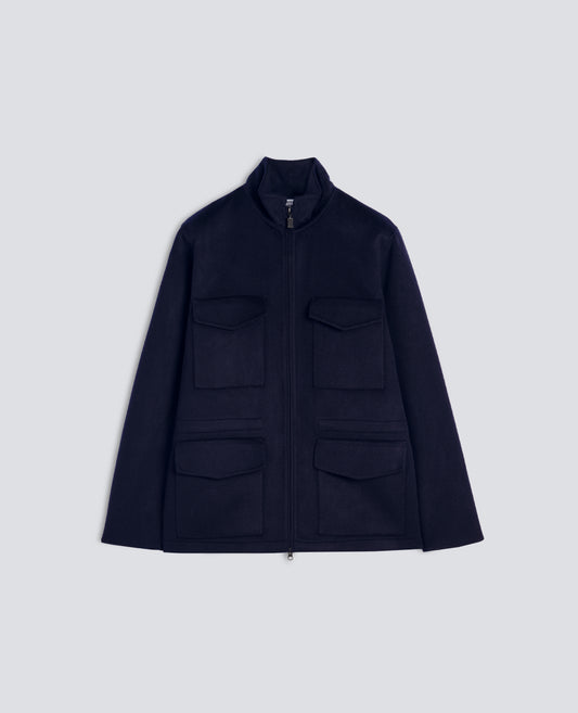 FIELD JACKET IN DOUBLE DI LANA - BLU - ASPESI