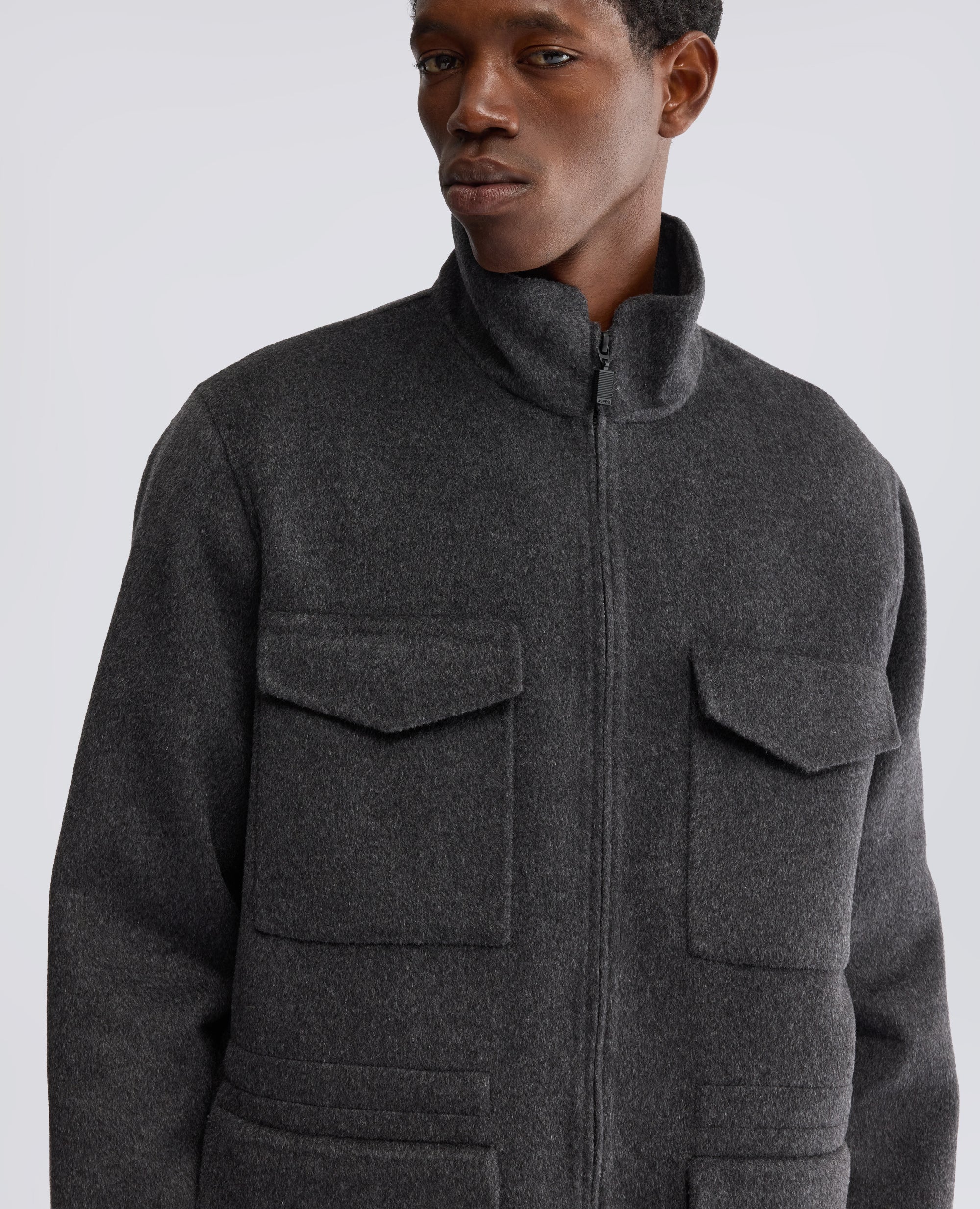 DOUBLE WOOL FIELD JACKET - GREY - ASPESI