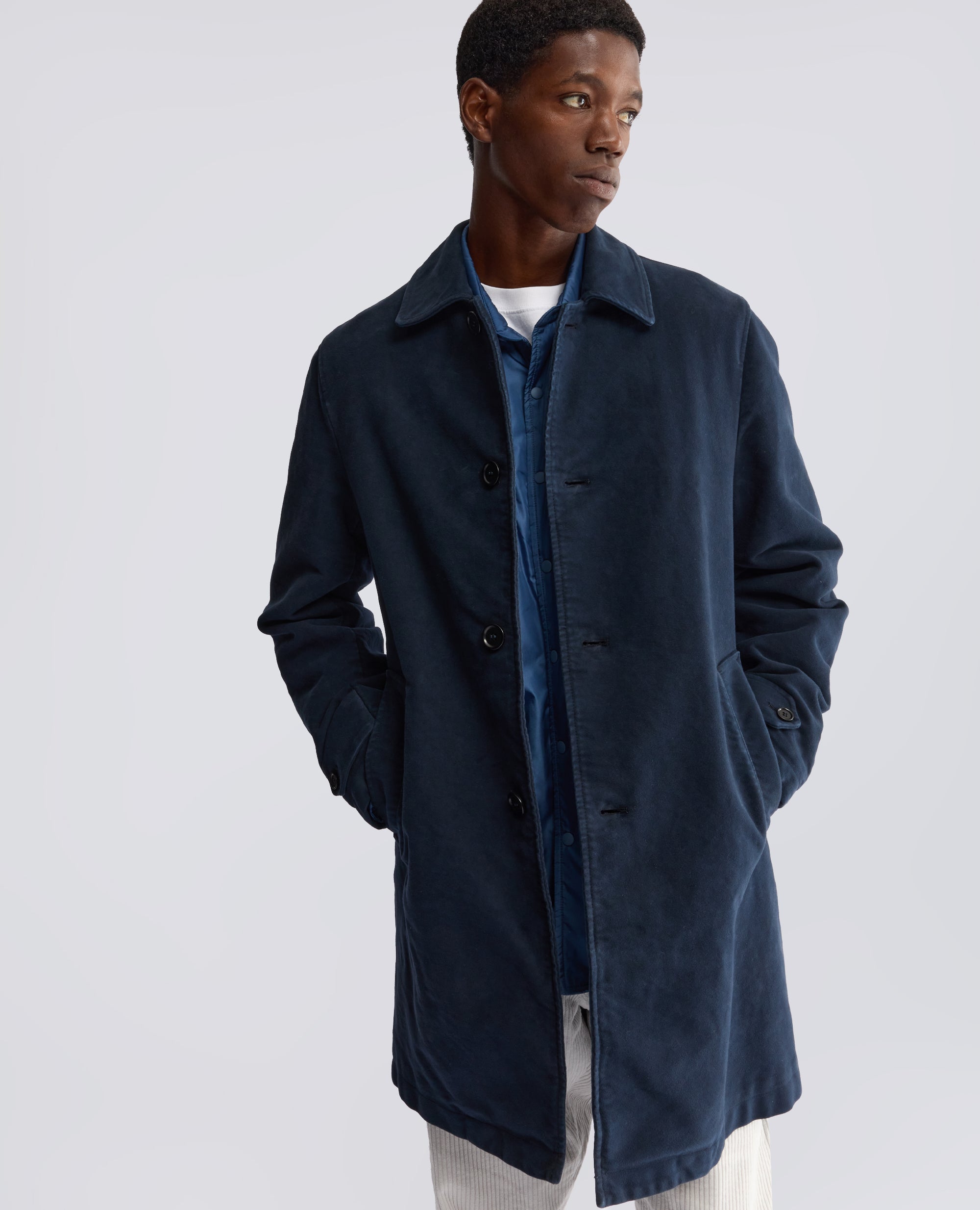 MANTEAU PERFETTO EN FLANELLE DE COTON - BLEU - ASPESI