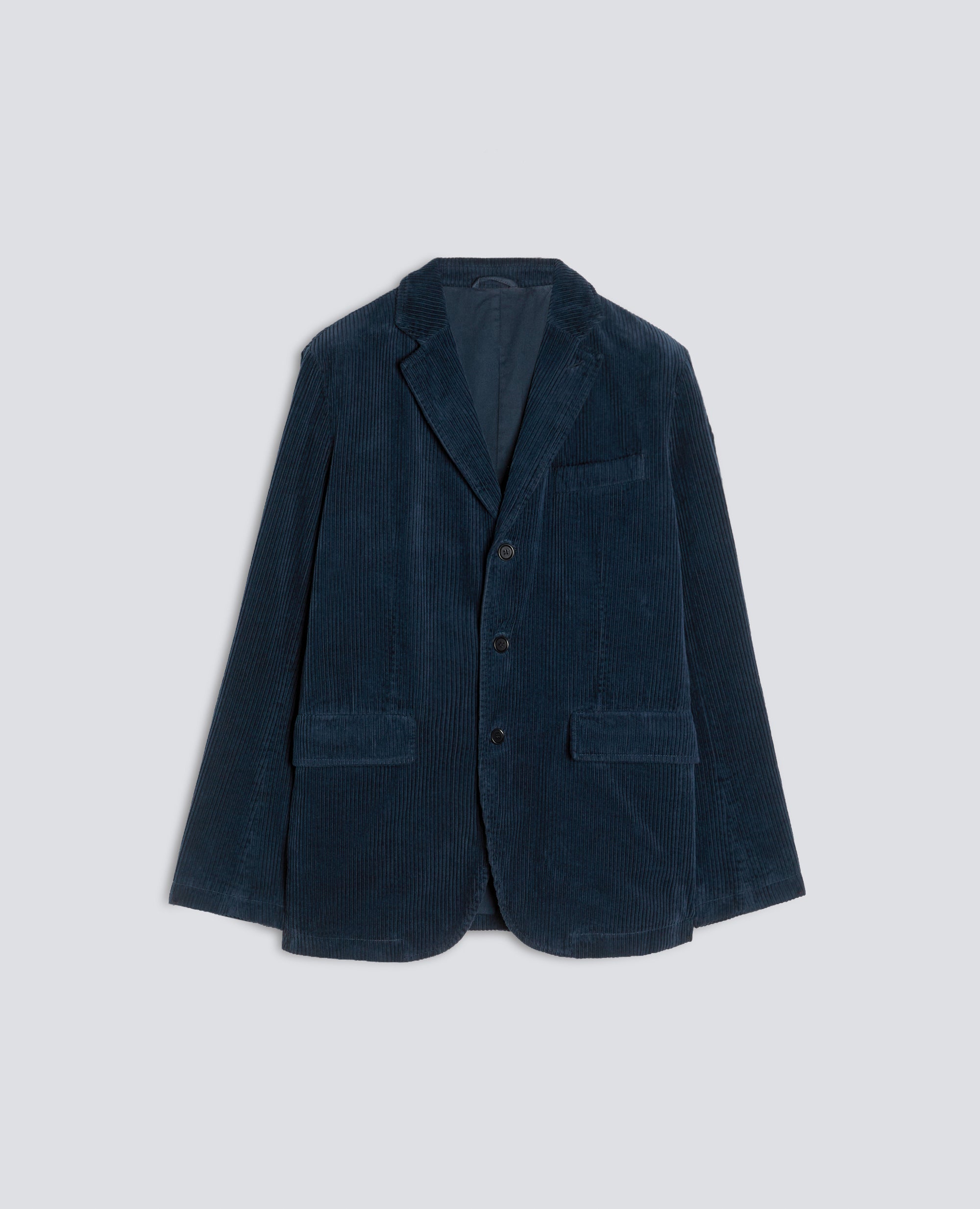 GIACCA IN VELLUTO  DI COTONE A COSTE 500 RIGHE TINTO CAPO - NAVY - ASPESI
