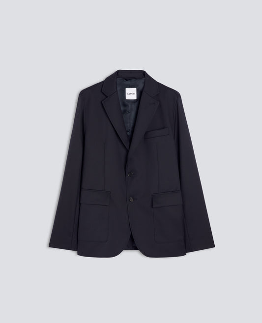 BLAZER DE GABARDINA DE PURA LANA VIRGEN - AZUL - ASPESI