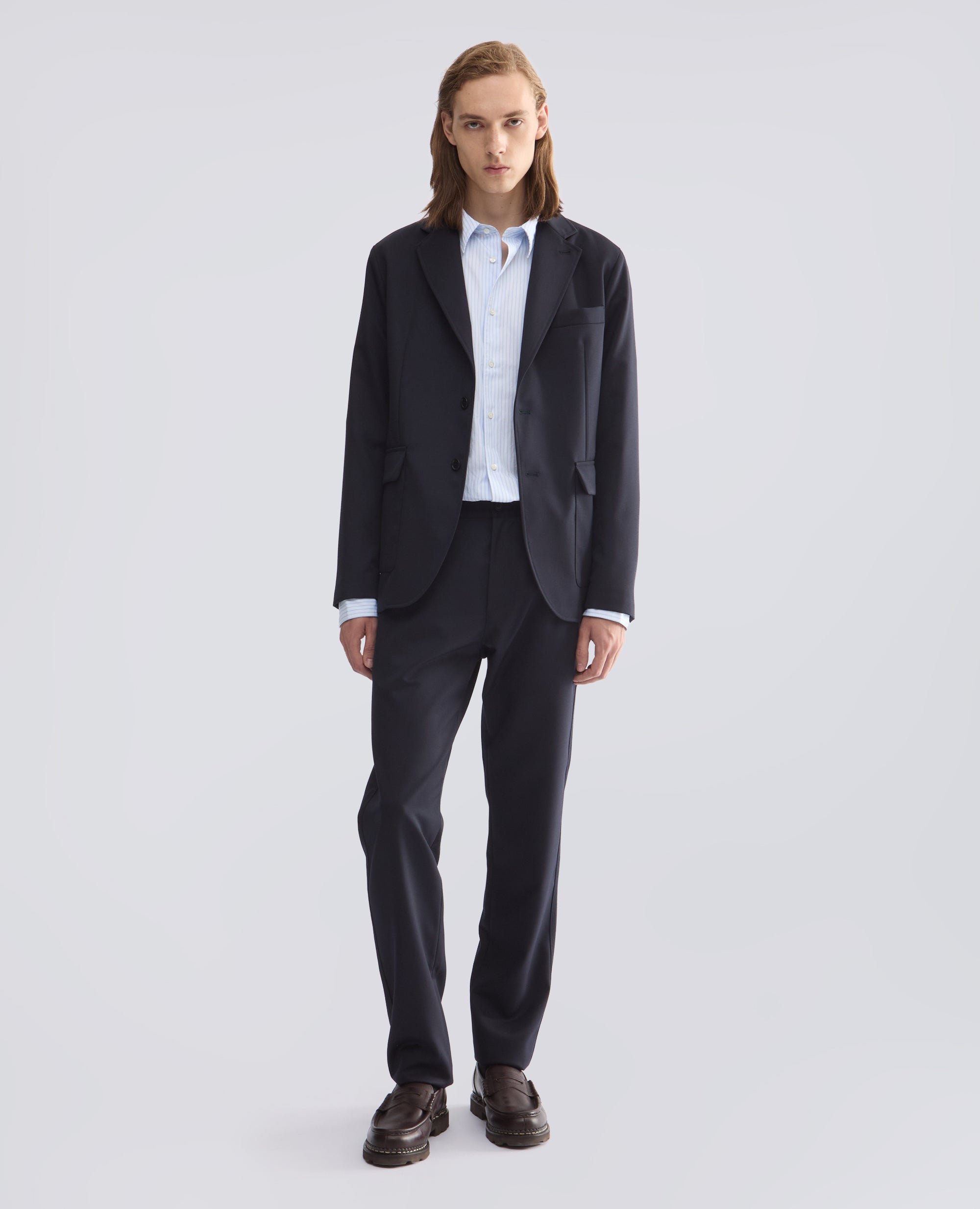 BLAZER AUS GABARDINE AUS REINER SCHURWOLLE - BLAU - ASPESI