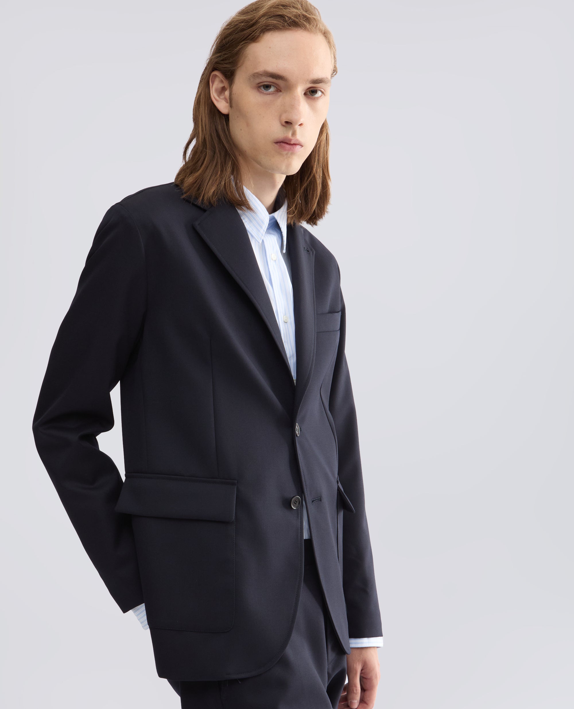 BLAZER AUS GABARDINE AUS REINER SCHURWOLLE - BLAU - ASPESI