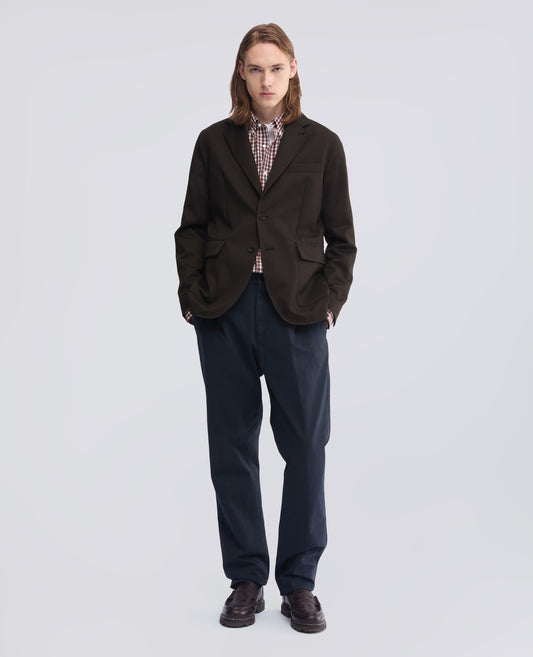 PURE VIRGIN WOOL GABARDINE BLAZER - BROWN - ASPESI