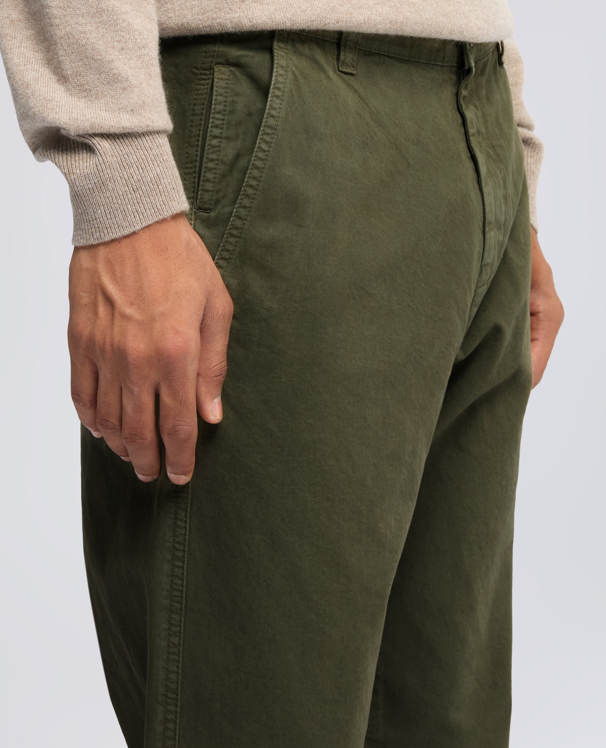 PANTALONE CHINO IN GABARDINA DI COTONE TINTO CAPO - MILITARY - ASPESI