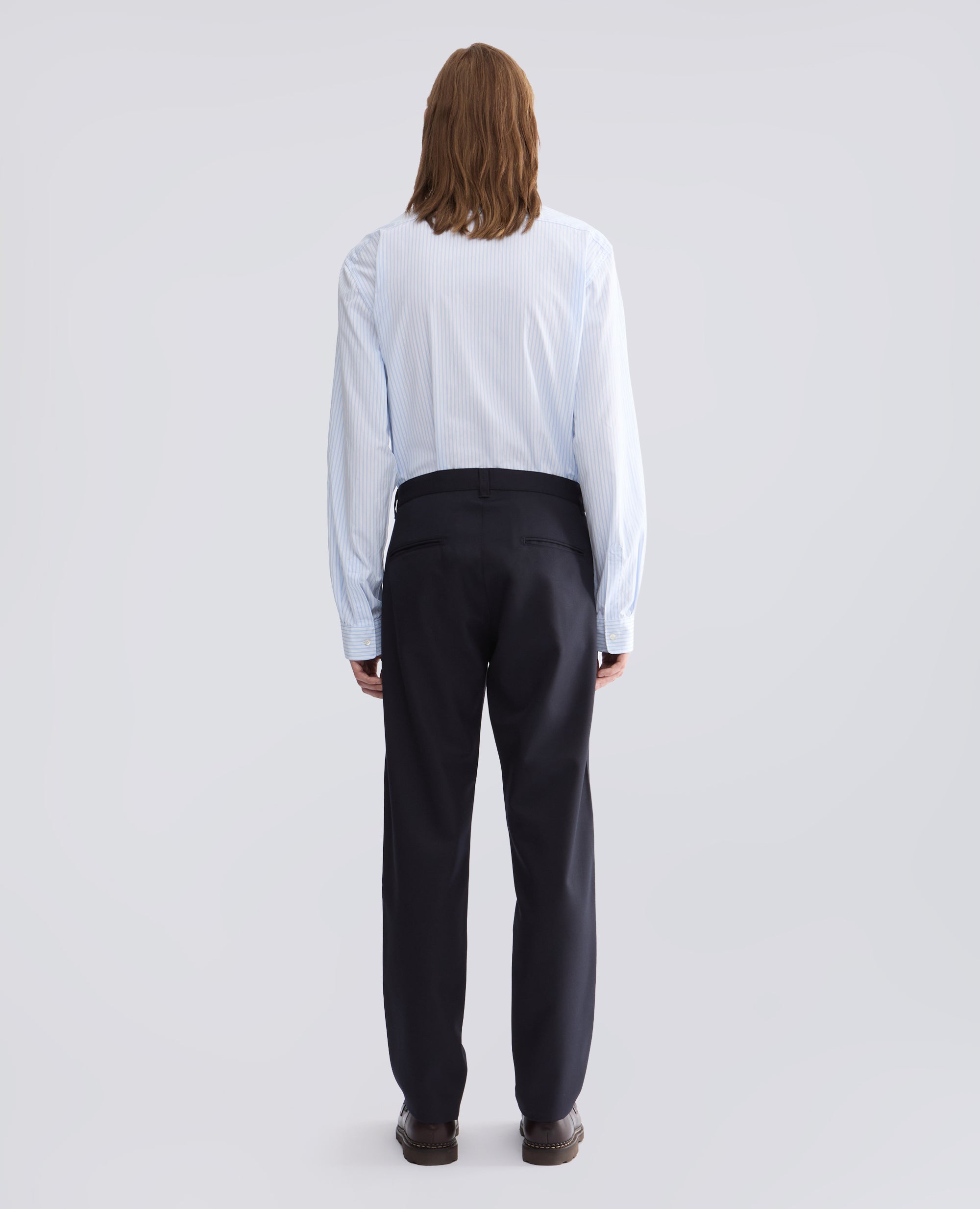 PANTALON CHINO EN GABARDINA DE LANA VIRGEN - AZUL - ASPESI