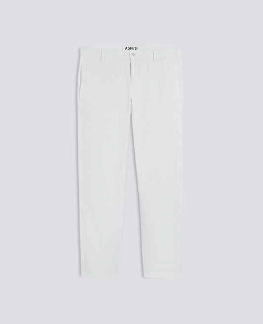 PANTALONE CHINO IN VELLUTO DI COTONE 500 RIGHE, TINTO CAPO - PERLA