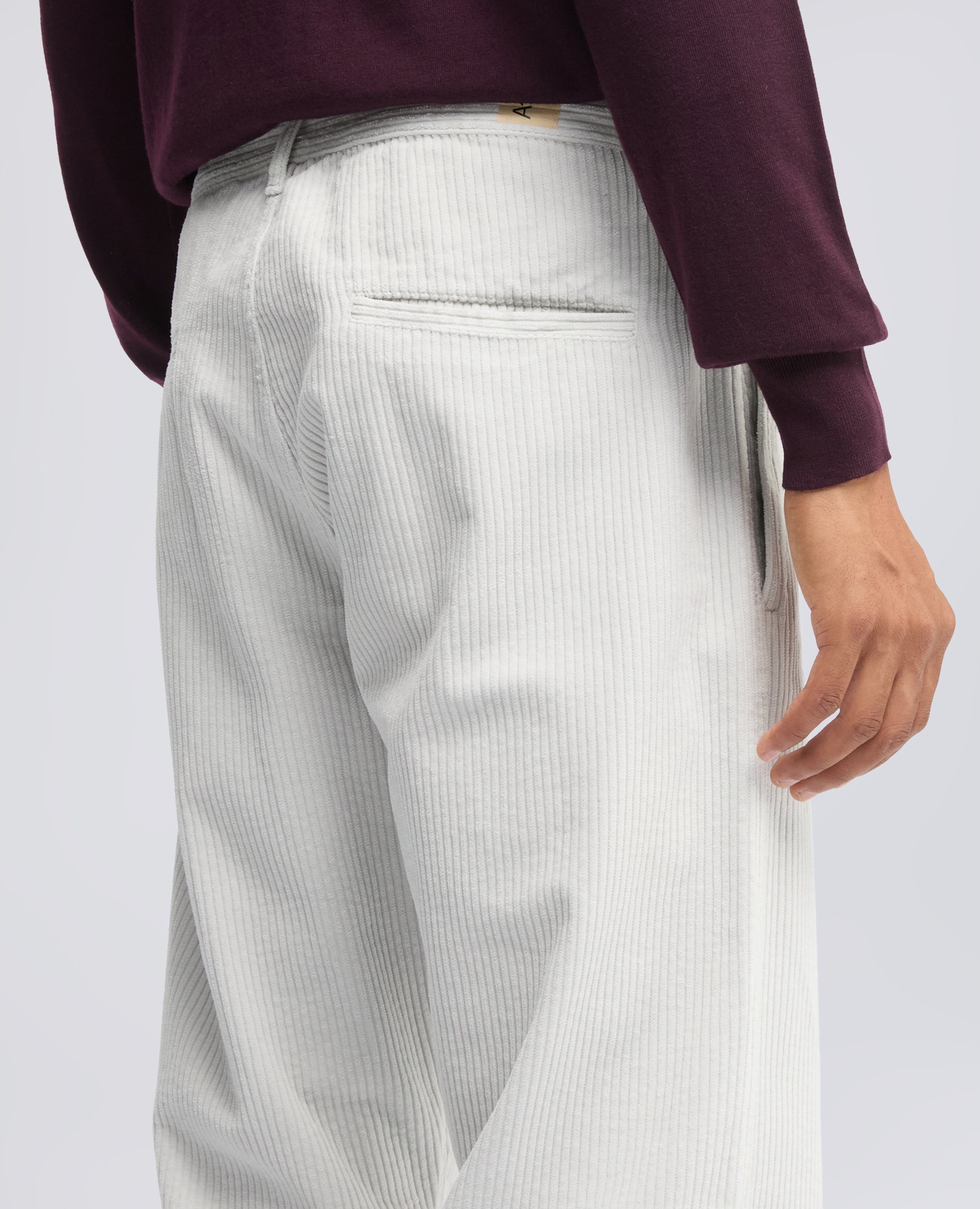 PANTALONE CHINO IN VELLUTO DI COTONE 500 RIGHE, TINTO CAPO - PERLA - ASPESI