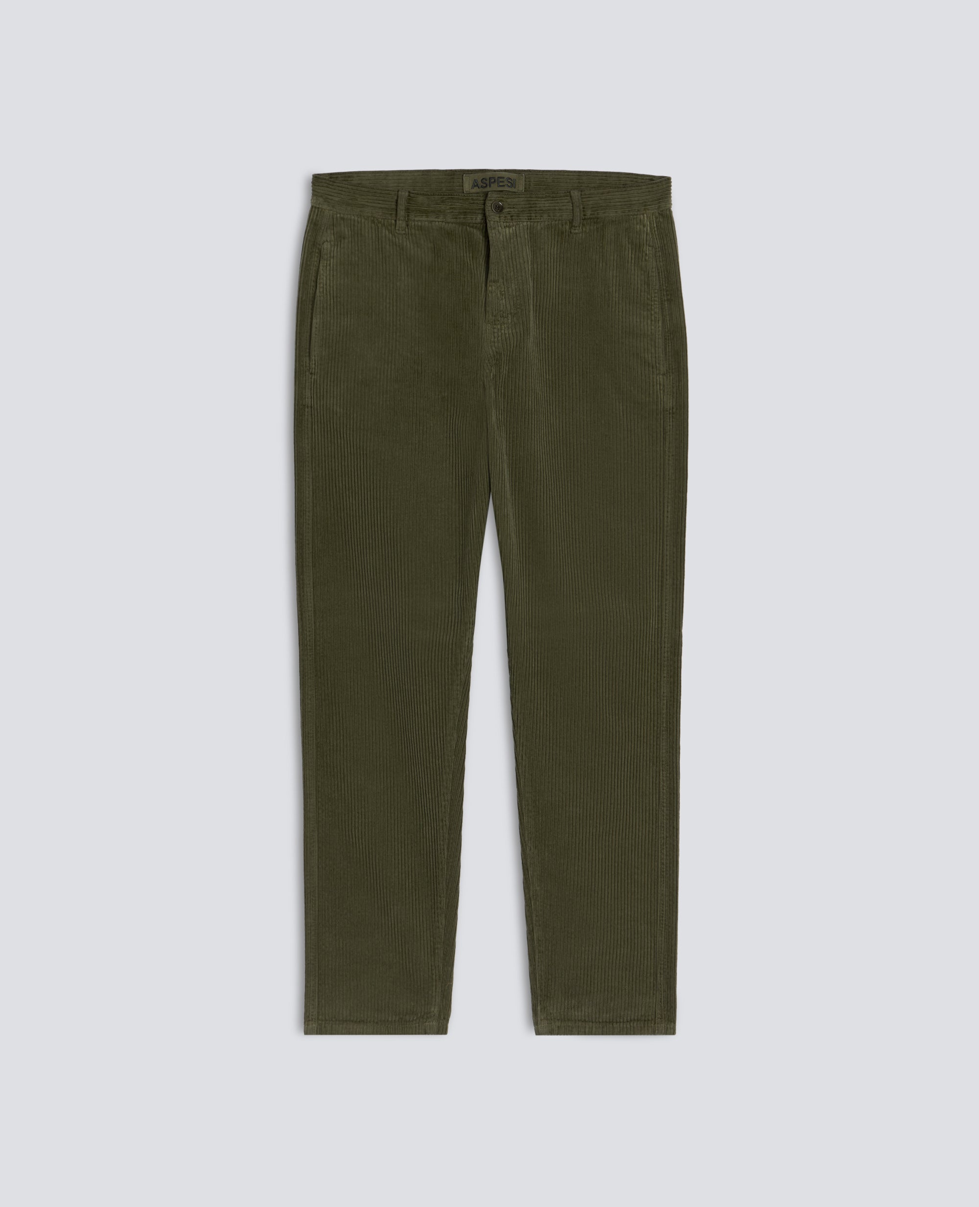 PANTALONE CHINO IN VELLUTO DI COTONE 500 RIGHE, TINTO CAPO - MILITAR - ASPESI