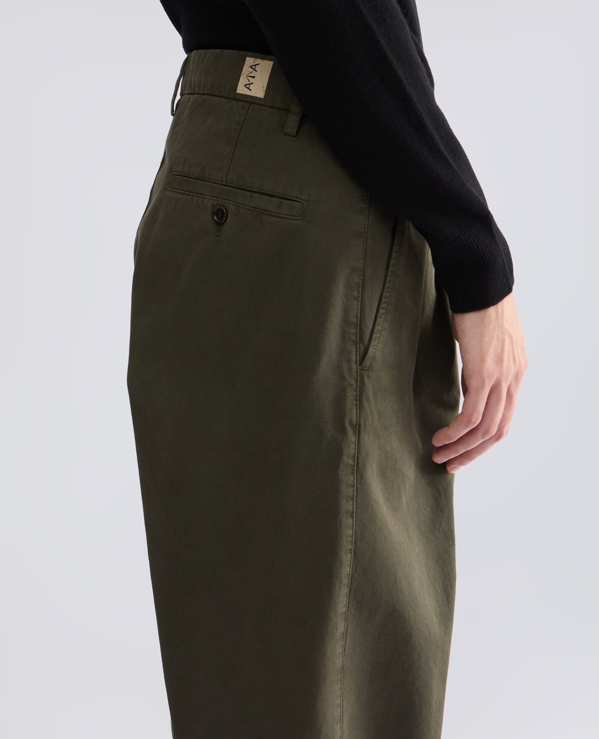 PANTALONE MONO PINCE IN GABARDINA DI COTONE  TINTO CAPO - VERDE - ASPESI