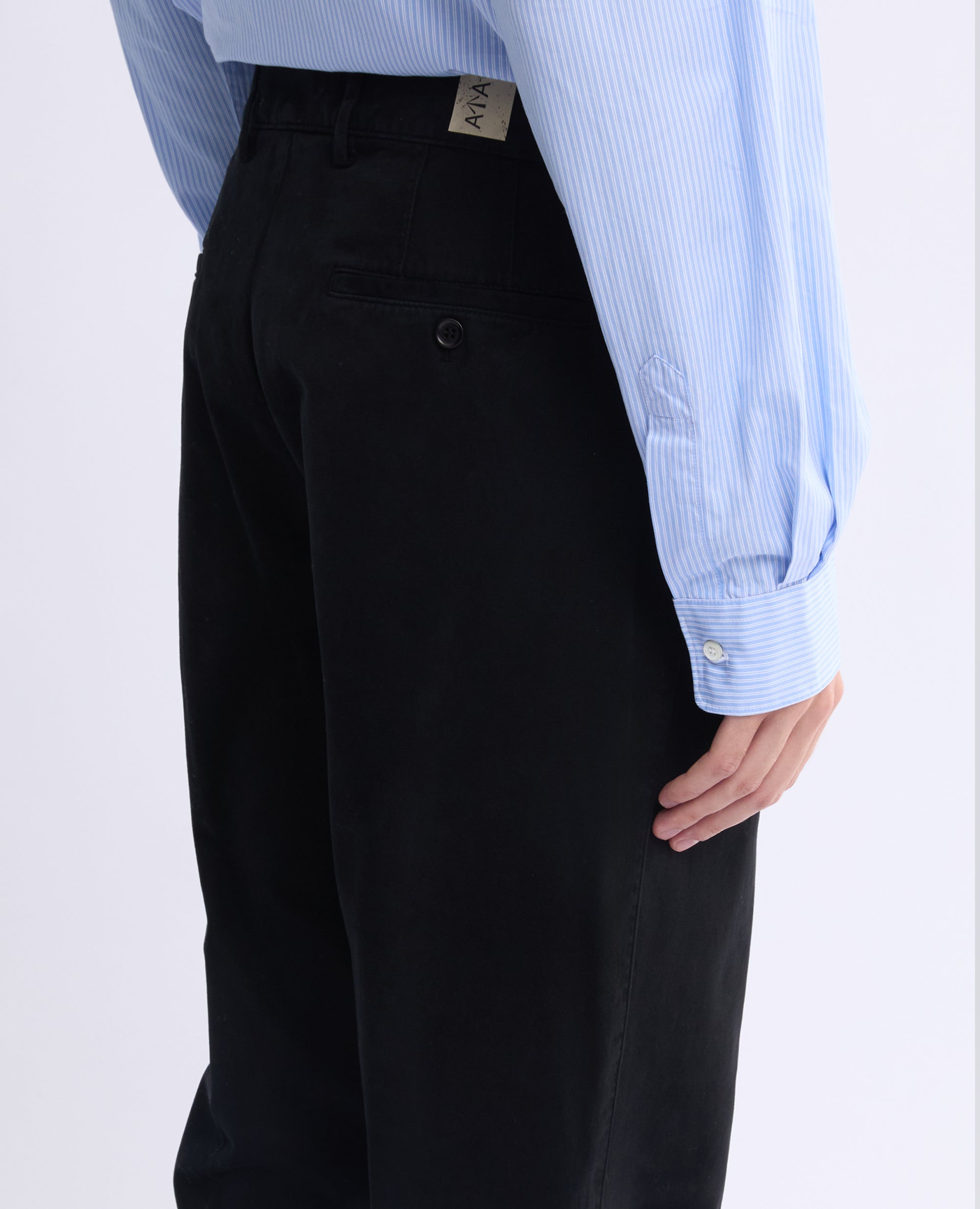 PANTALONE IN GABARDINA DI COTONE SMERIGLIATA, TINTO CAPO - NERO - ASPESI