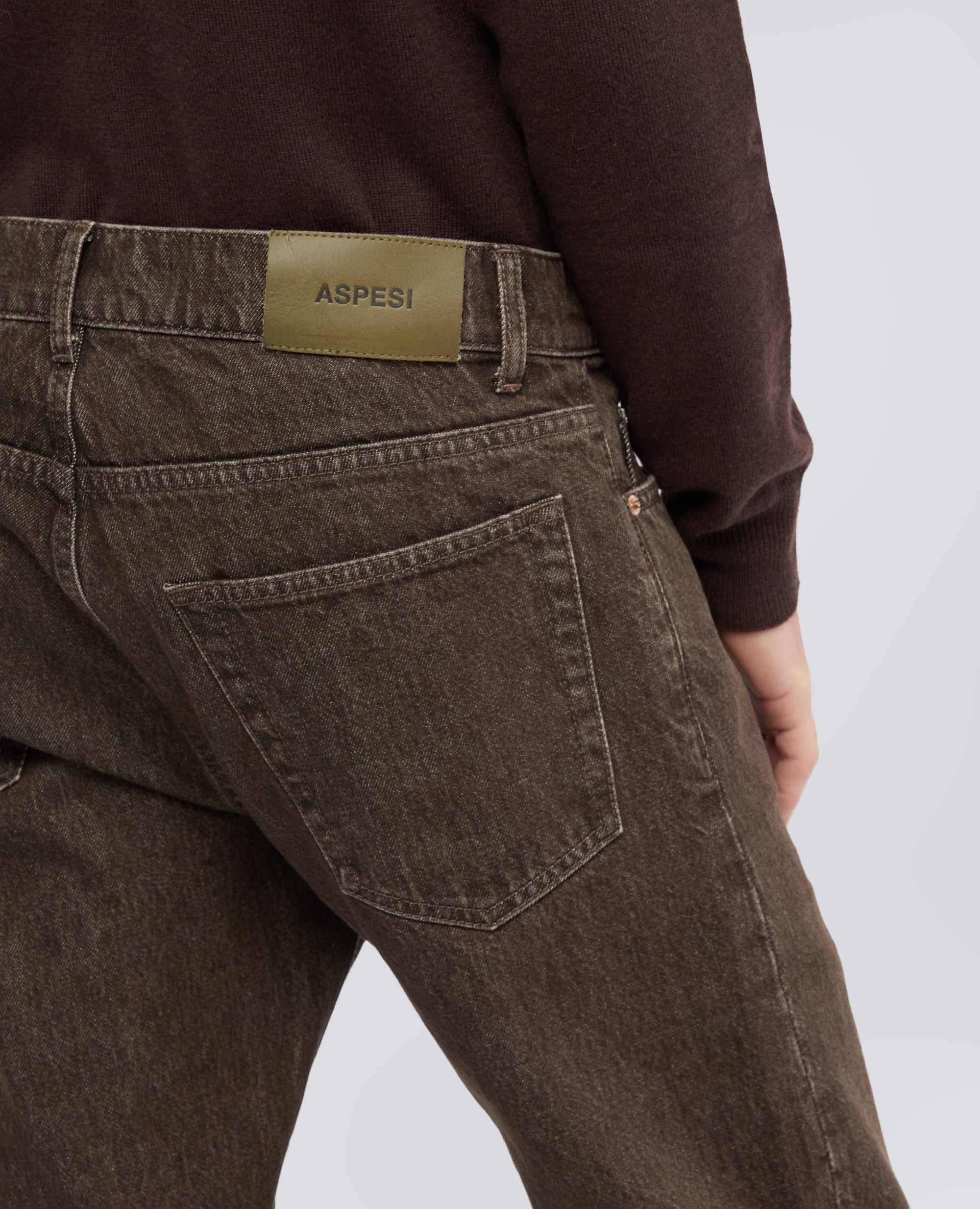 PANTALONE IN DENIM DI COTONE - MARRONE - ASPESI