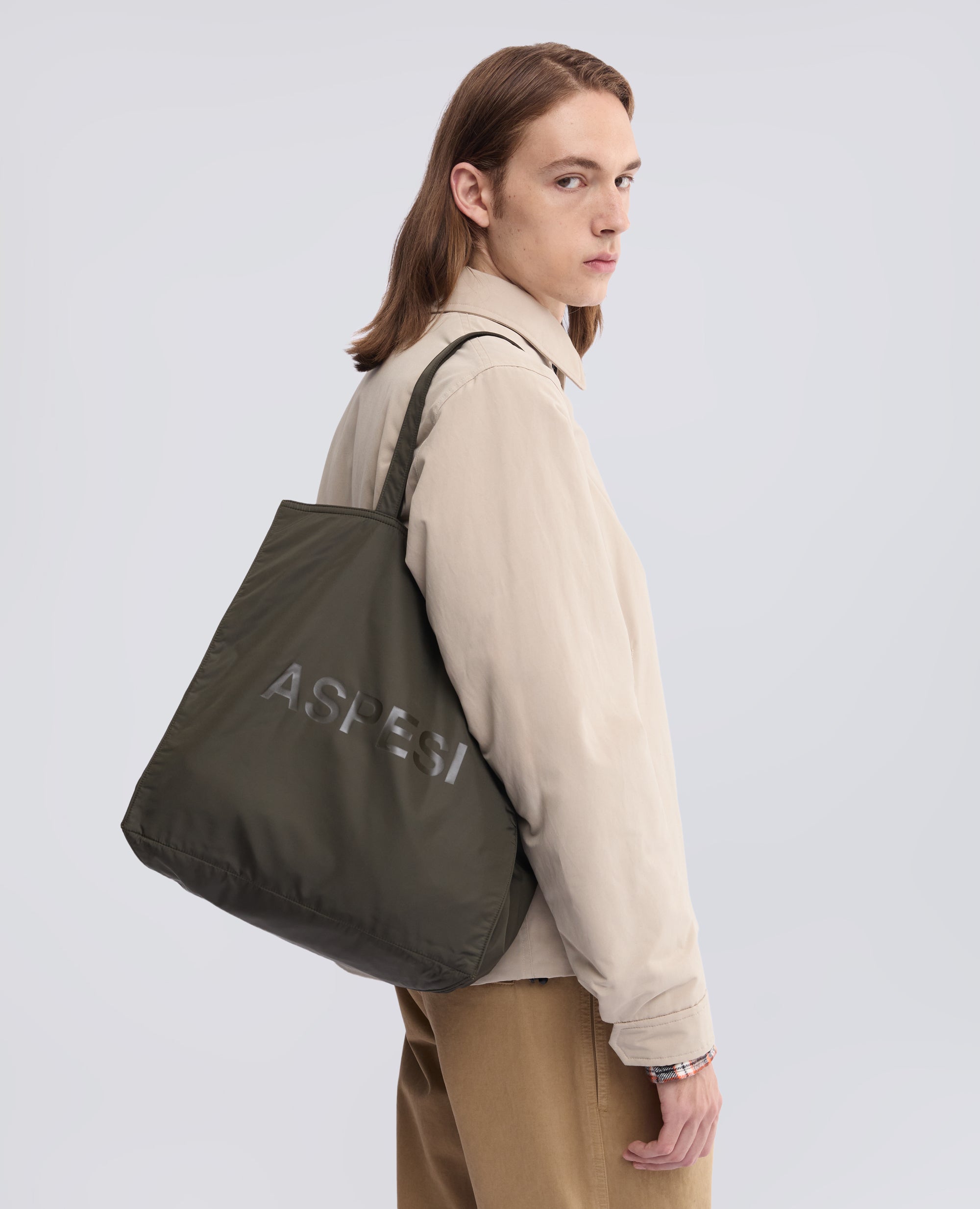 BORSA SHOPPING IN NYLON RICICLATO WR - VERDE - ASPESI