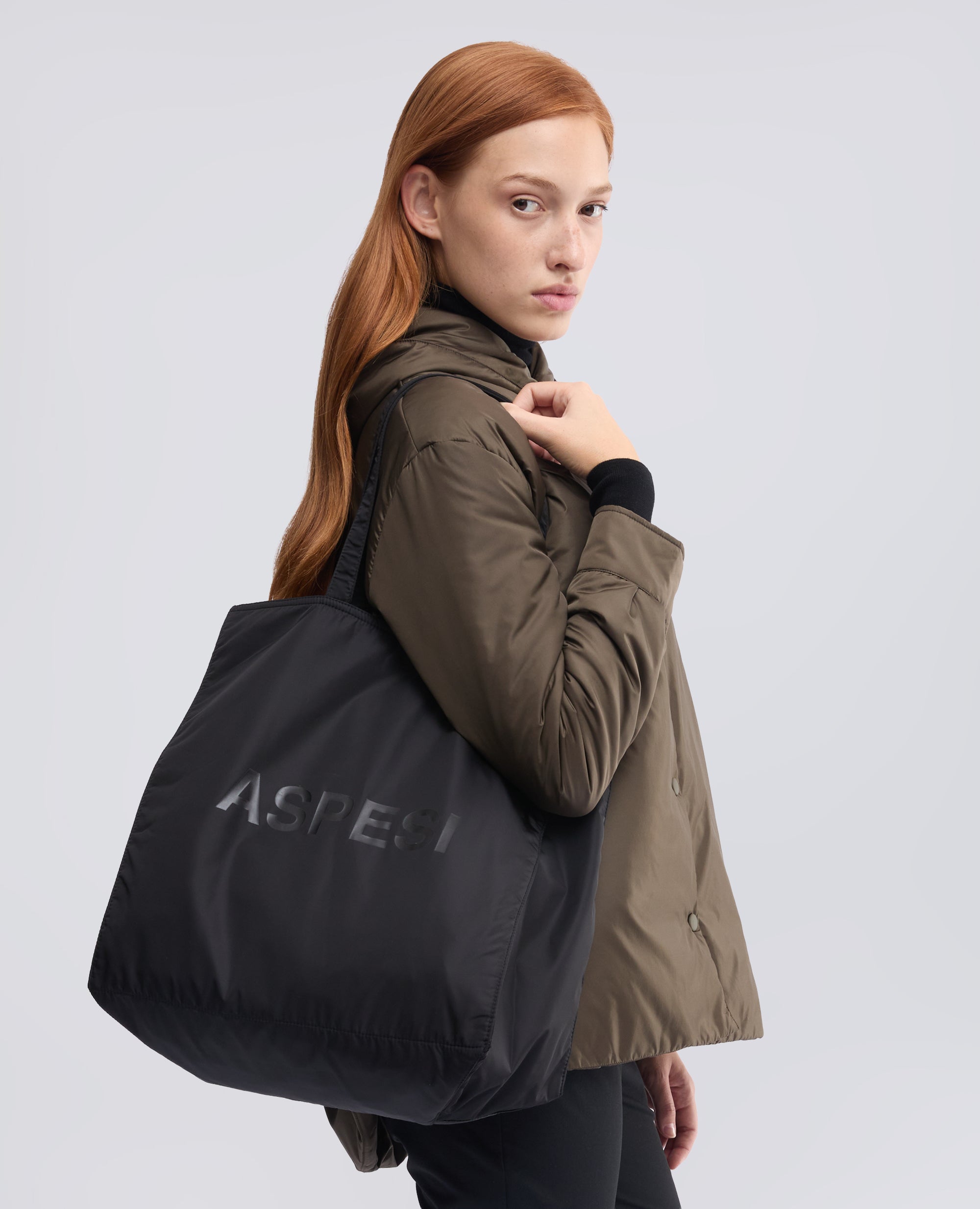 BORSA SHOPPING IN NYLON RICICLATO WR - NERO - ASPESI