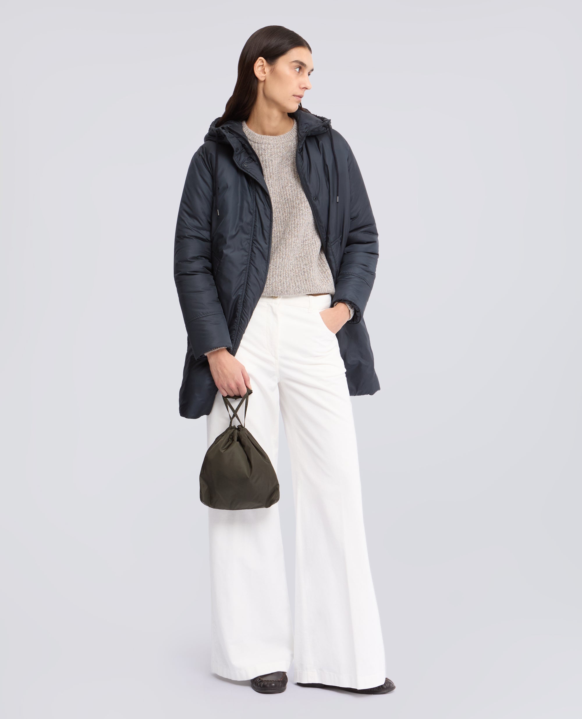 BOLSO SACO CON BANDOLERA EN NAILON - VERDE - ASPESI