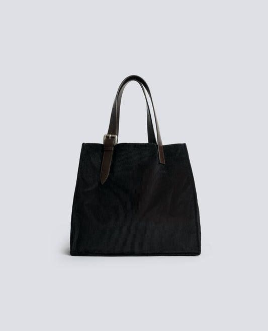 BORSA IN VELLUTO DI COTONE A COSTE - NERO - ASPESI