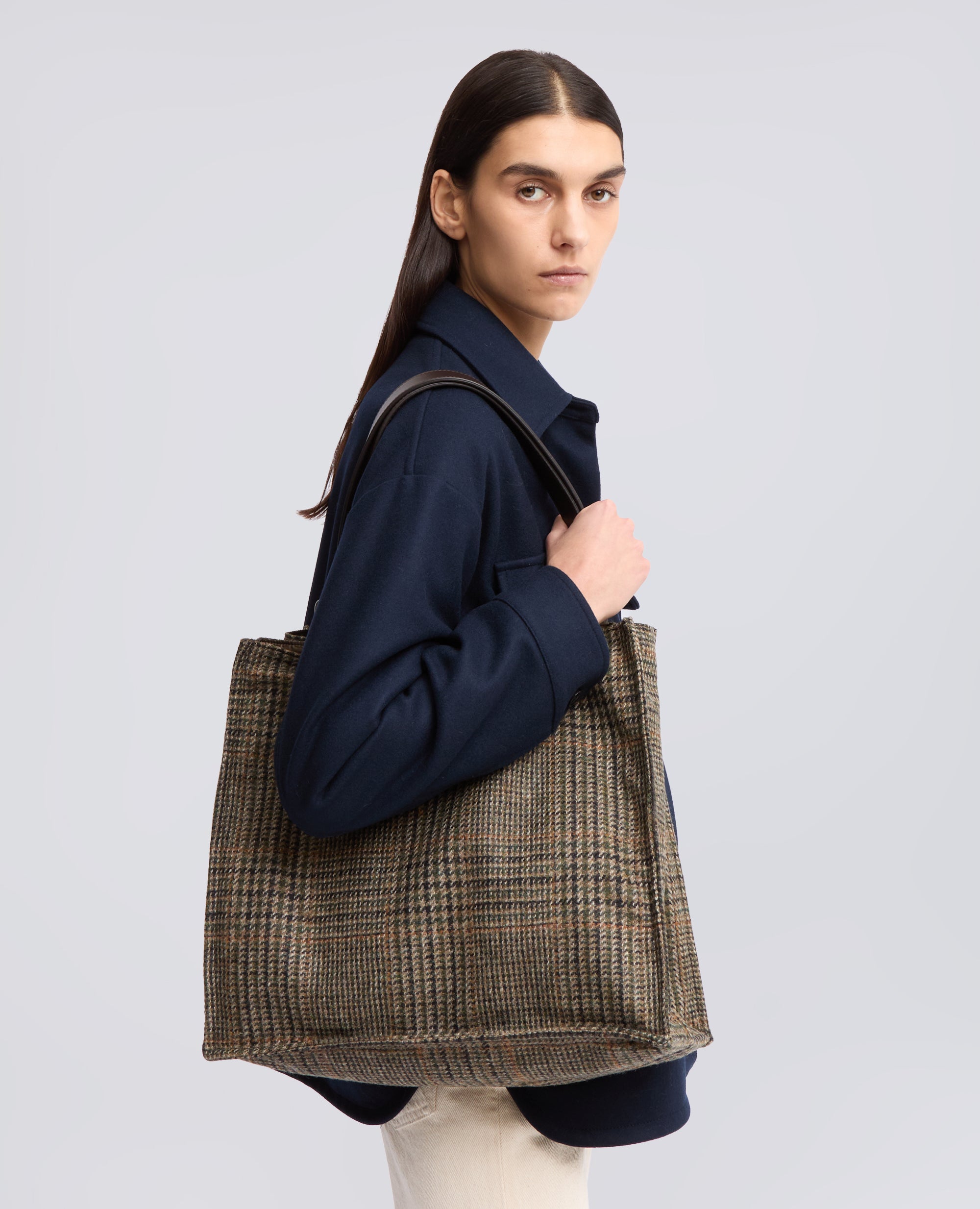 YARN-DYED PURE VIRGIN WOOL BAG - GREEN - ASPESI