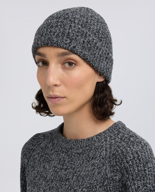 CAPPELLO IN LANA A COSTE - GRIGIO