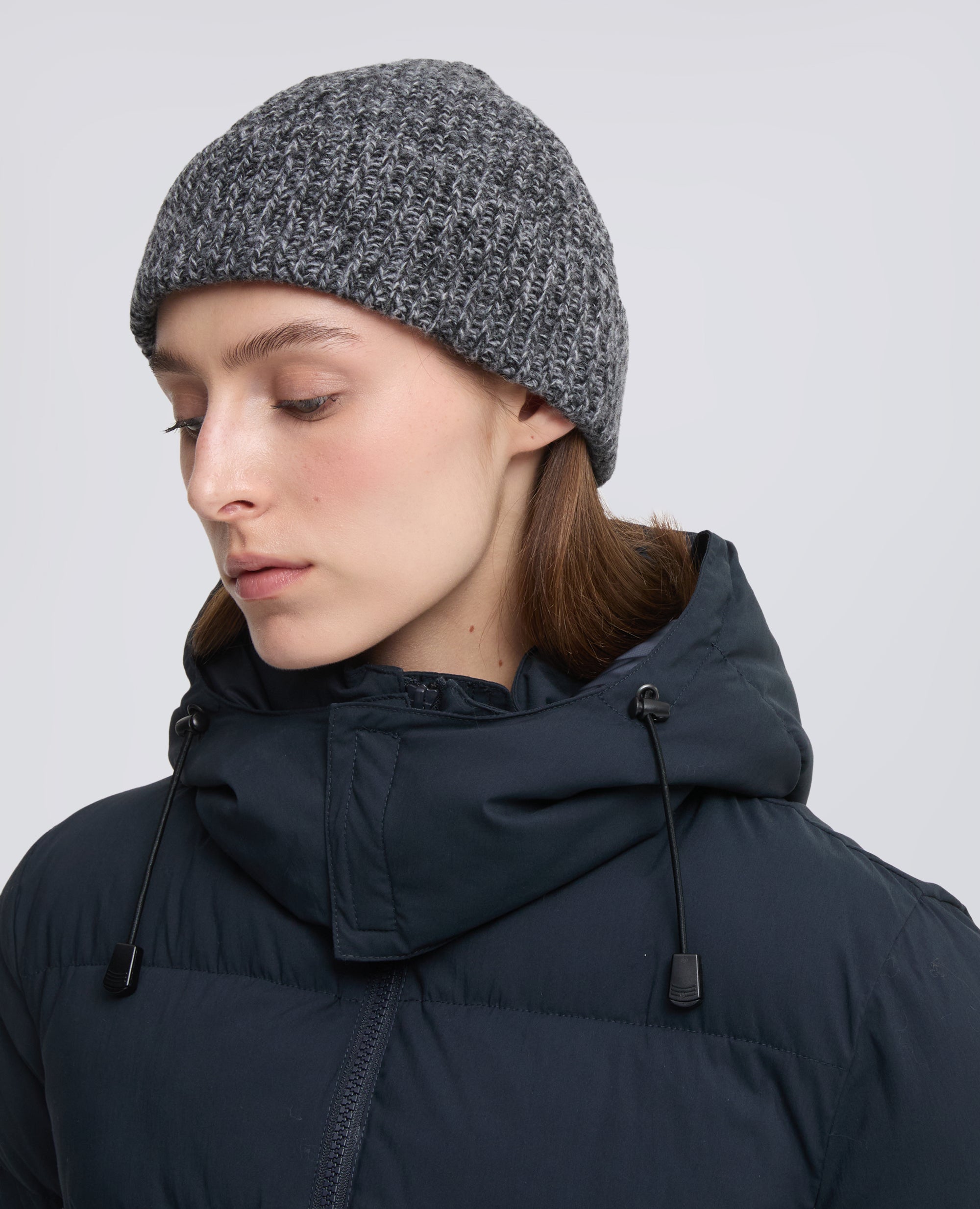 CAPPELLO IN LANA A COSTE - GRIS - ASPESI