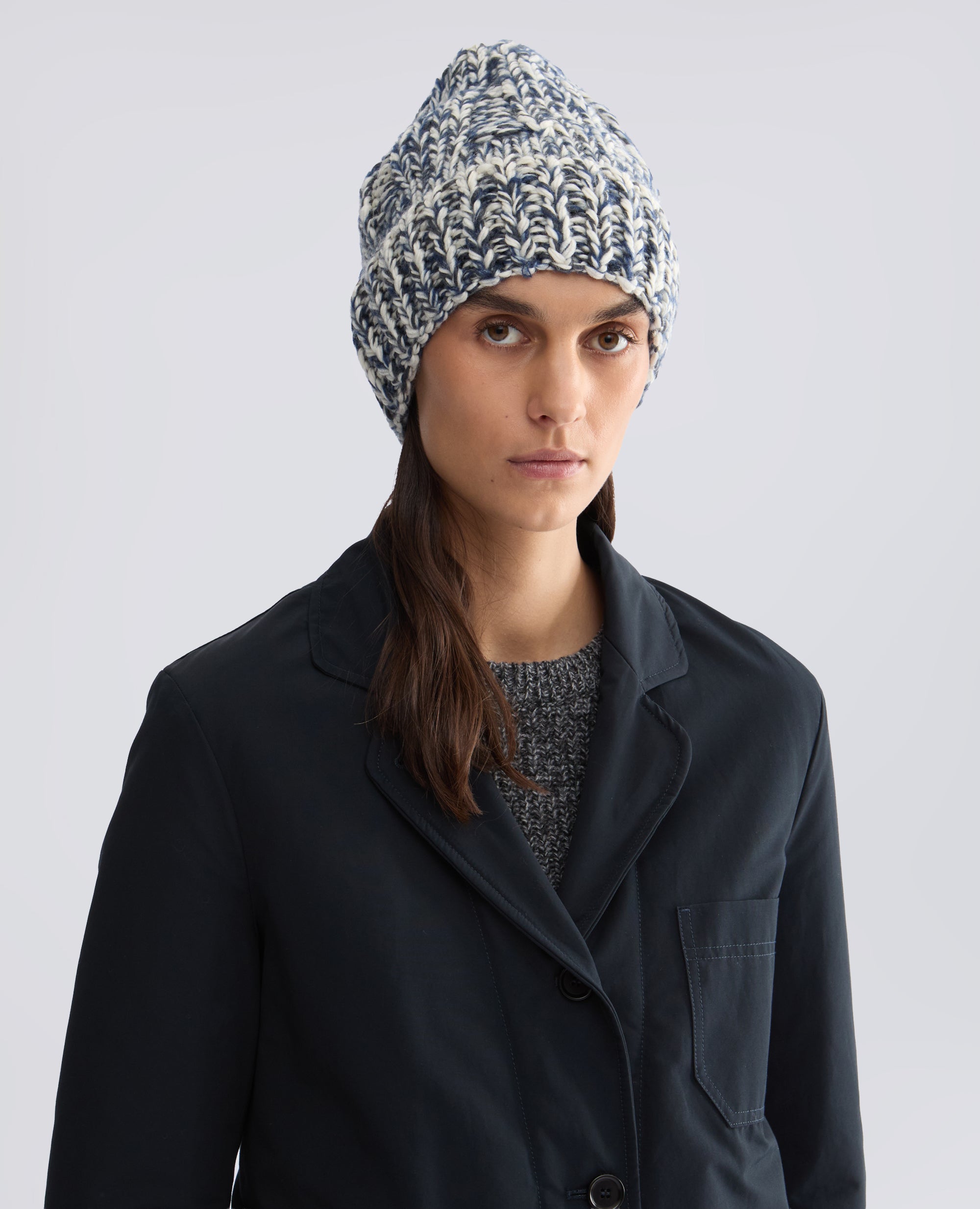 HANDMADE VIRGIN WOOL AND MOHAIR YARN BEANIE - MULTICOLOR - ASPESI