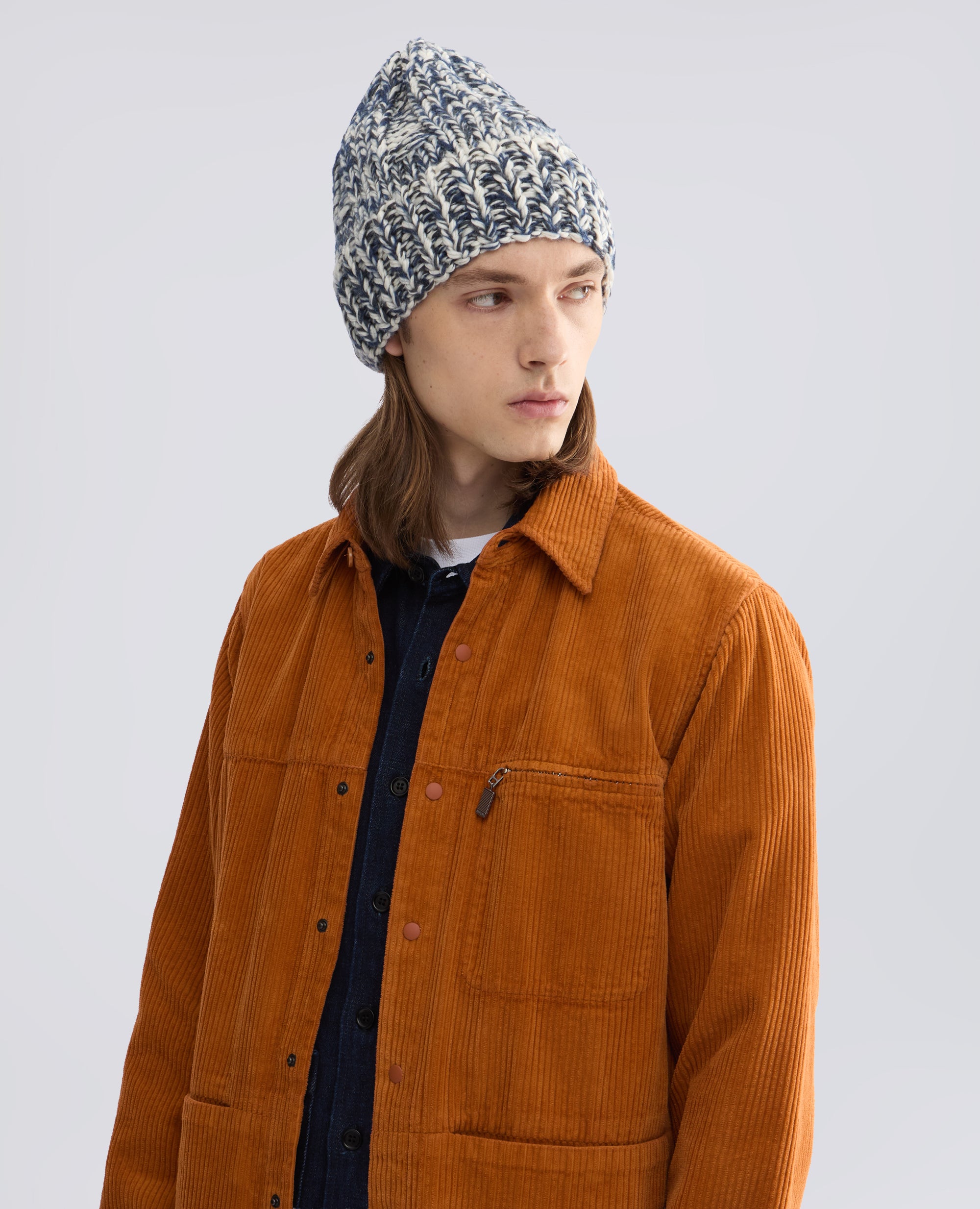 HANDMADE VIRGIN WOOL AND MOHAIR YARN BEANIE - MULTICOLOR - ASPESI