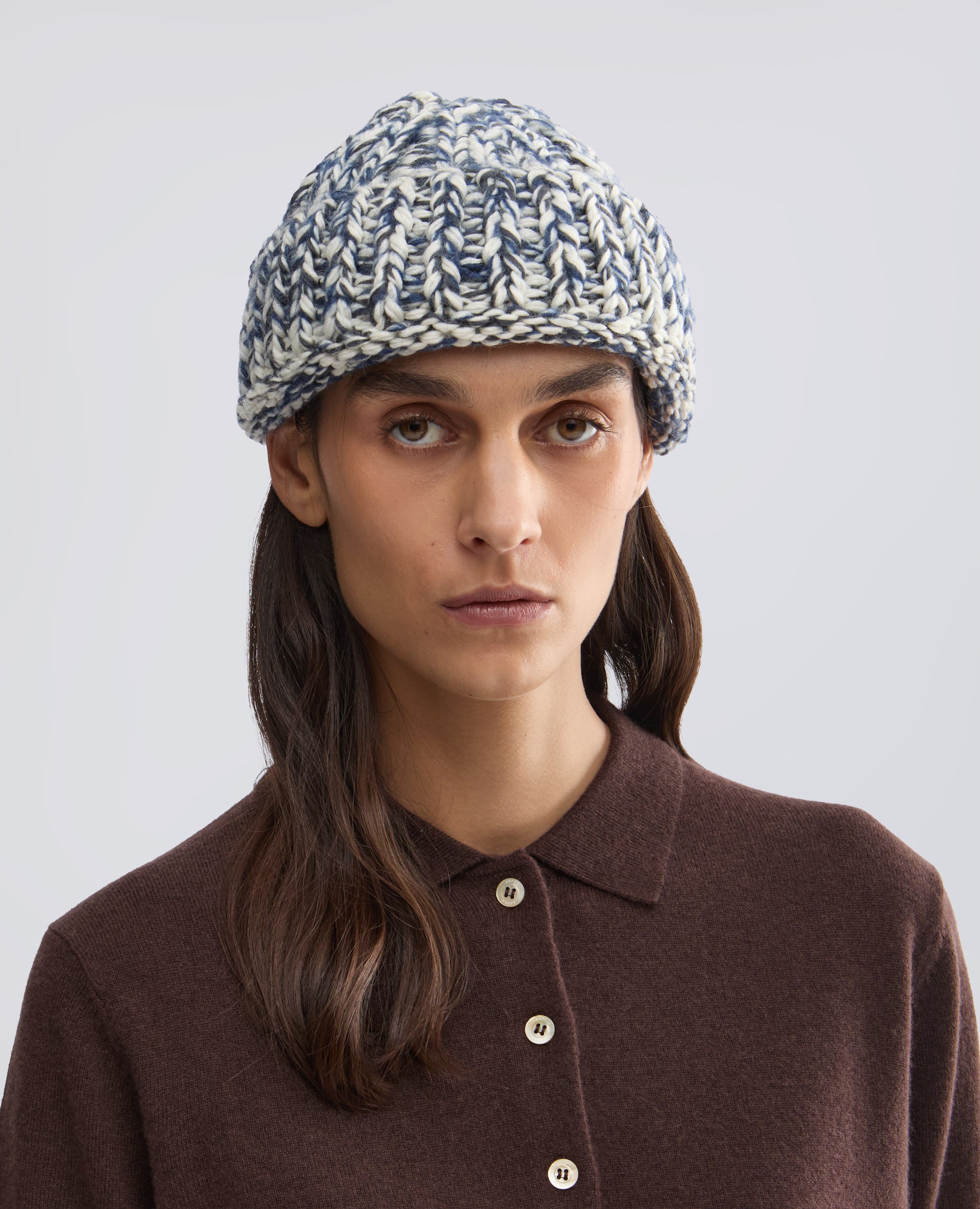 HANDMADE VIRGIN WOOL AND MOHAIR YARN BEANIE - MULTICOLOR - ASPESI