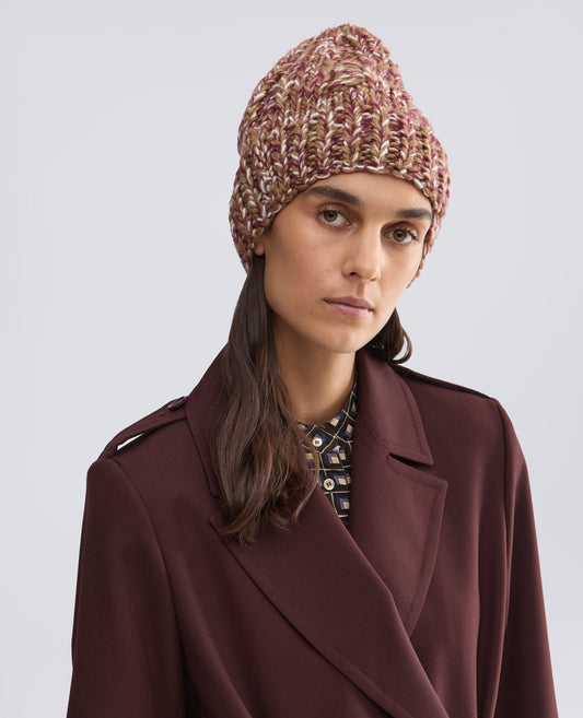 CAPPELLO LAVORATO A MANO IN FILATO DI LANA VERGINE E MOHAIR - BEIGE - ASPESI