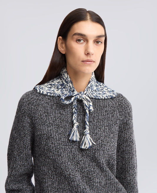 CUELLO HECHO A MANO DE MOHAIR CON CORDONES TRENZADOS - MULTICOLOR - ASPESI