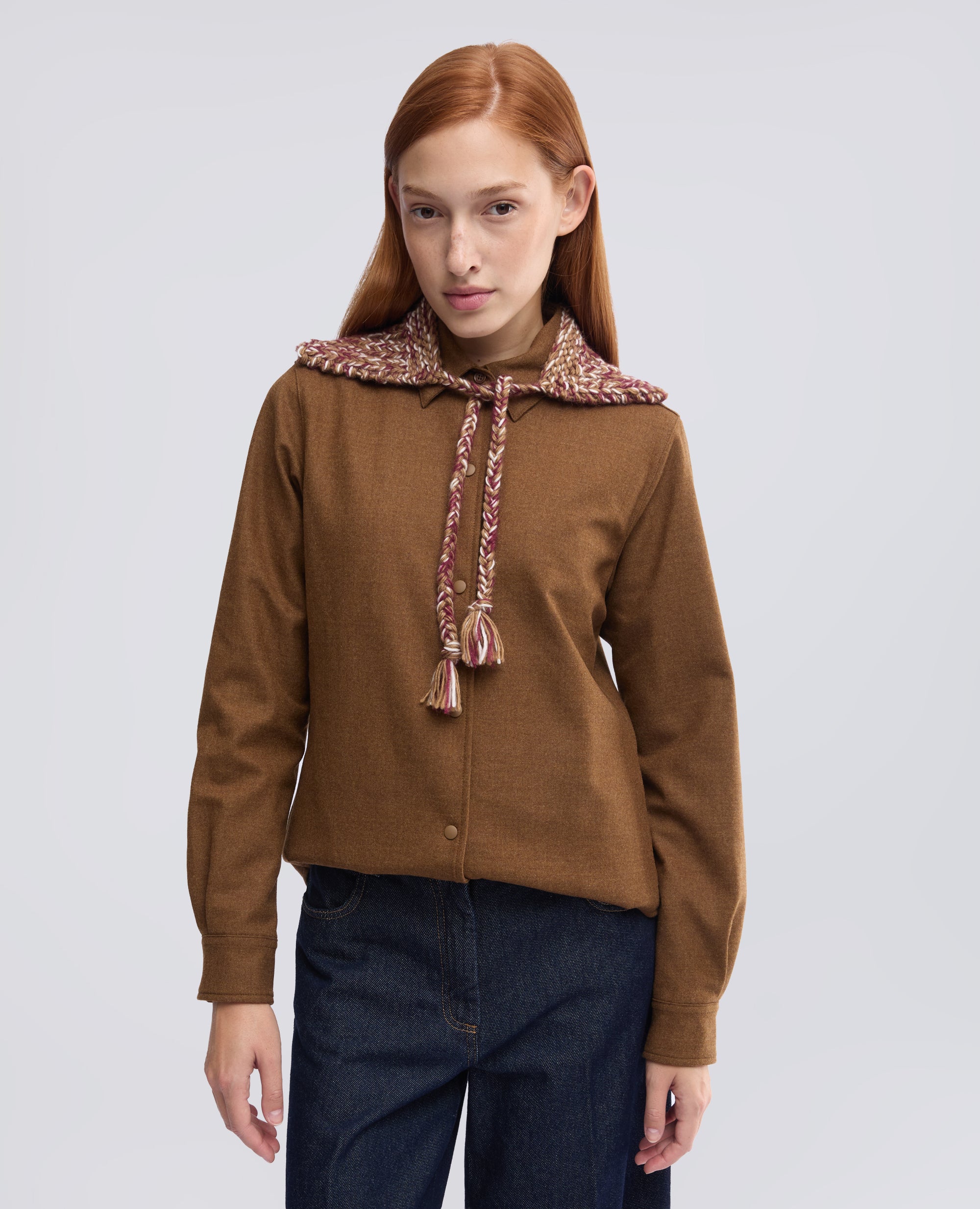 COL FAIT MAIN EN MOHAIR AVEC LACETS TRESSES - BEIGE - ASPESI