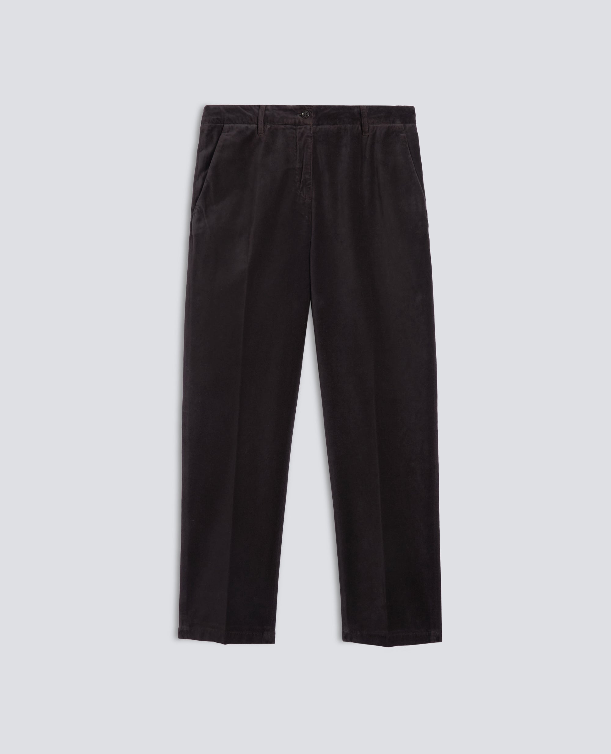 PANTALONE IN VELLUTO LISCIO DI COTONE TINTO CAPO - MARRONE - ASPESI