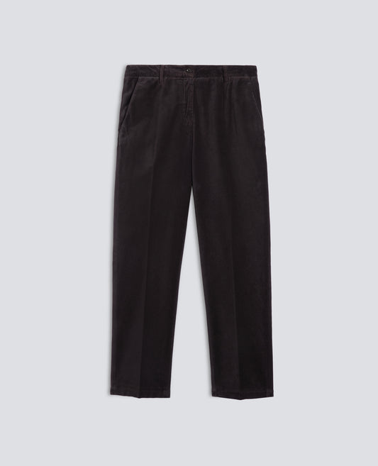 PANTALONE IN VELLUTO LISCIO DI COTONE TINTO CAPO - MARRONE