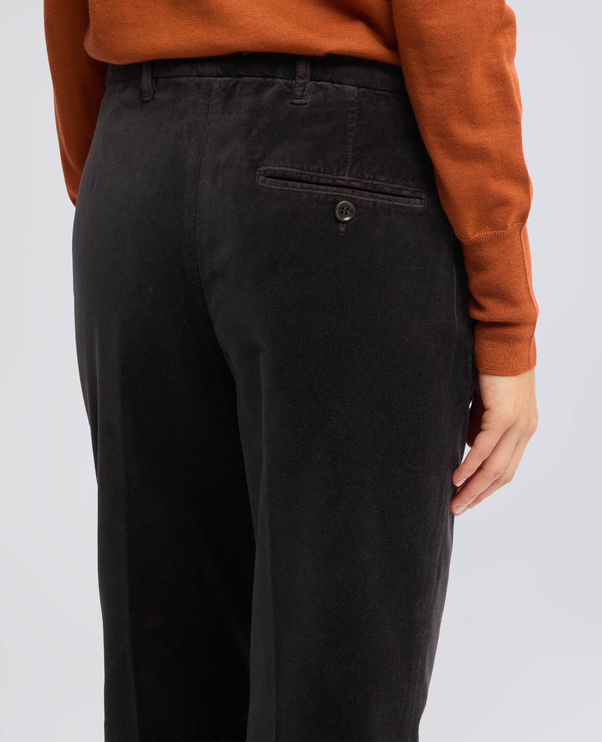 PANTALONE IN VELLUTO LISCIO DI COTONE TINTO CAPO - MARRONE - ASPESI