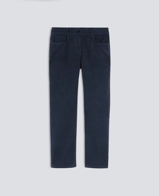 PANTALONE CINQUE TASCHE IN FUSTAGNO STRETCH TINTO CAPO - NAVY