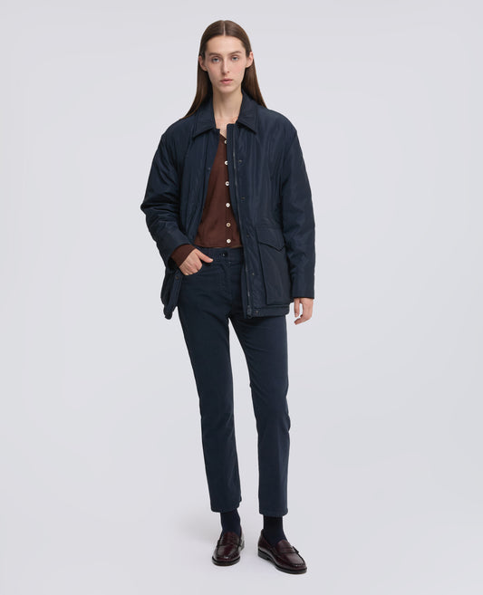 PANTALONE CINQUE TASCHE IN FUSTAGNO STRETCH TINTO CAPO - NAVY
