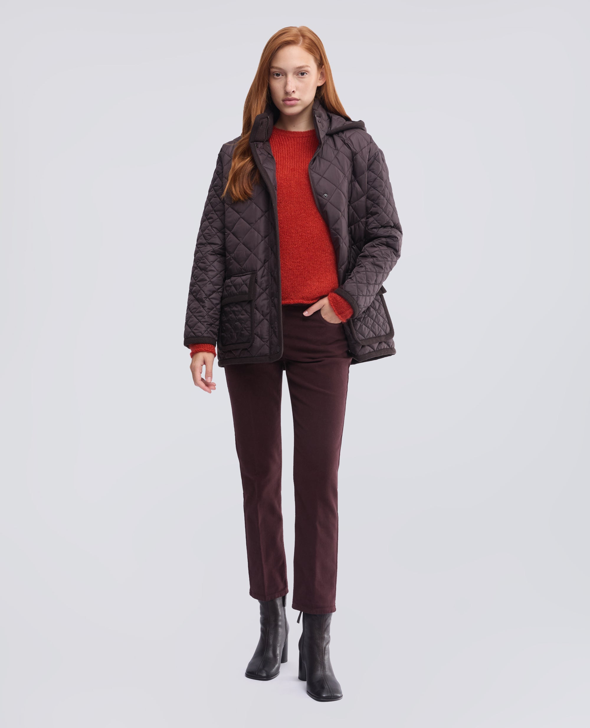 PANTALON EN FLANELLE DE COTON STRETCH - ROUGE - ASPESI