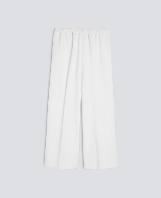 PANTALONE IN VELLUTO A COSTE 500 RIGHE DI COTONE TINTO CAPO - PANNA
