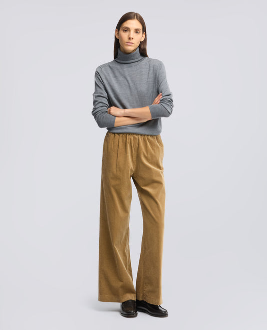 PANTALONE IN VELLUTO A COSTE 500 RIGHE DI COTONE TINTO CAPO - BEIGE