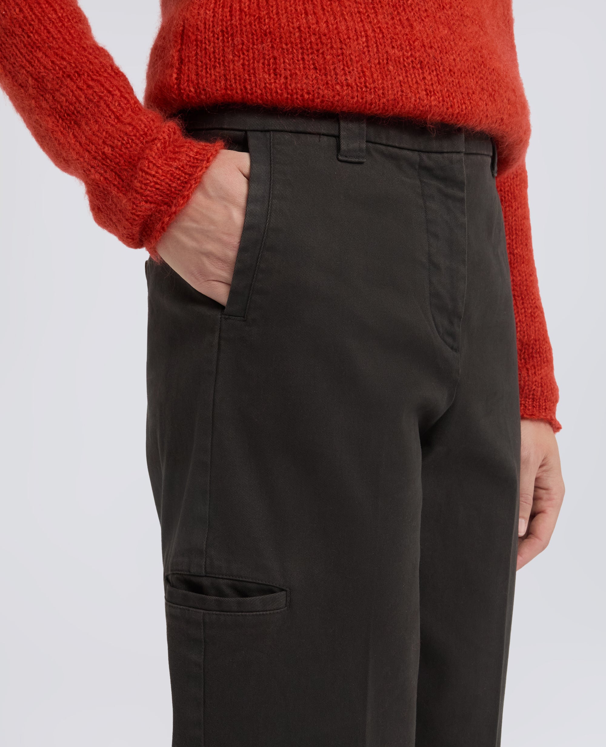 PANTALONE IN GABARDINE DI COTONE STRETCH TINTO CAPO - MARRONE - ASPESI