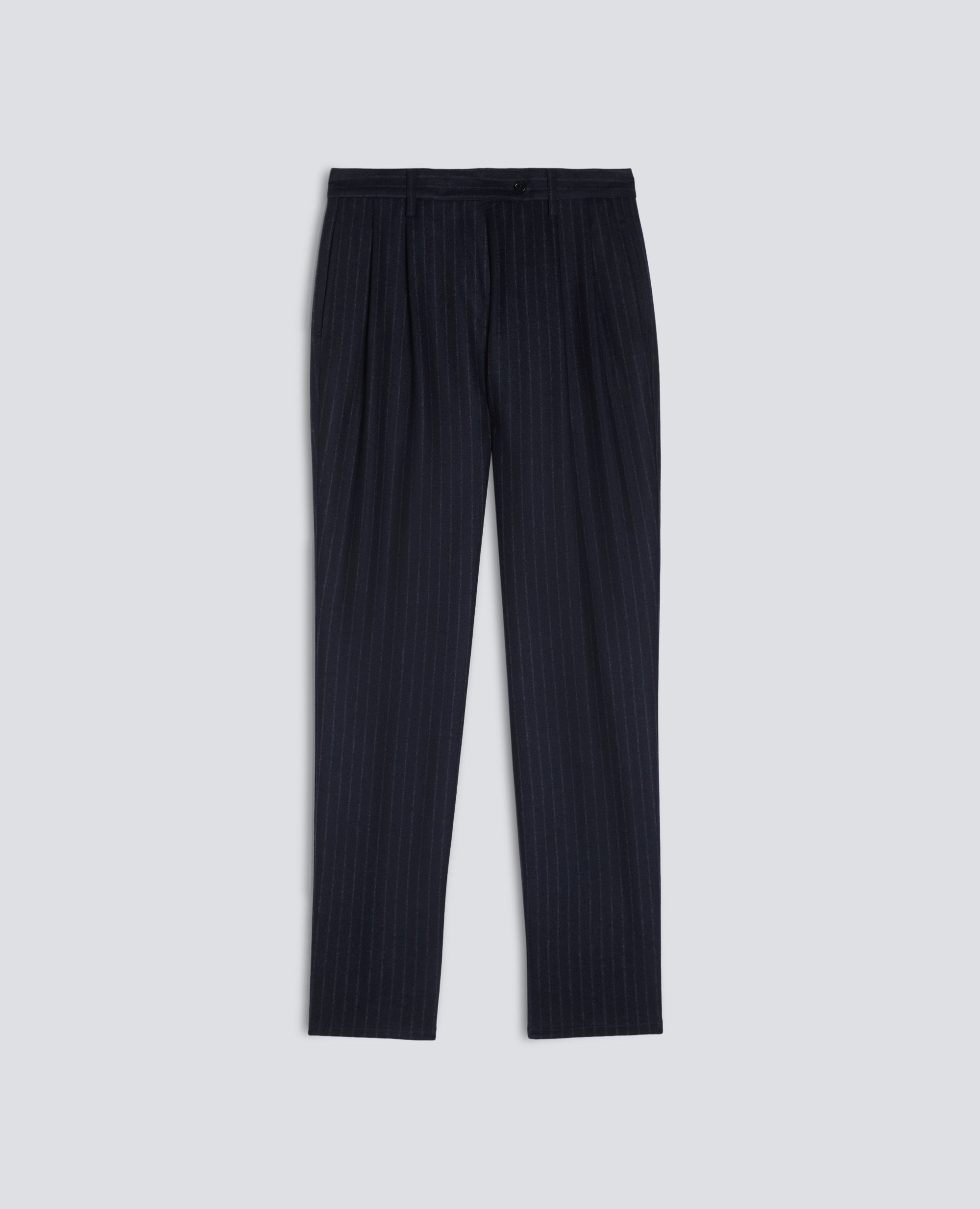 PANTALONE IN FLANELLA DI LANA VERGINE GESSATA - BLU - ASPESI