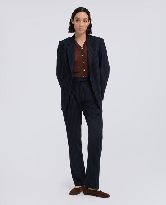 PANTALONE IN FLANELLA DI LANA VERGINE - BLU - ASPESI