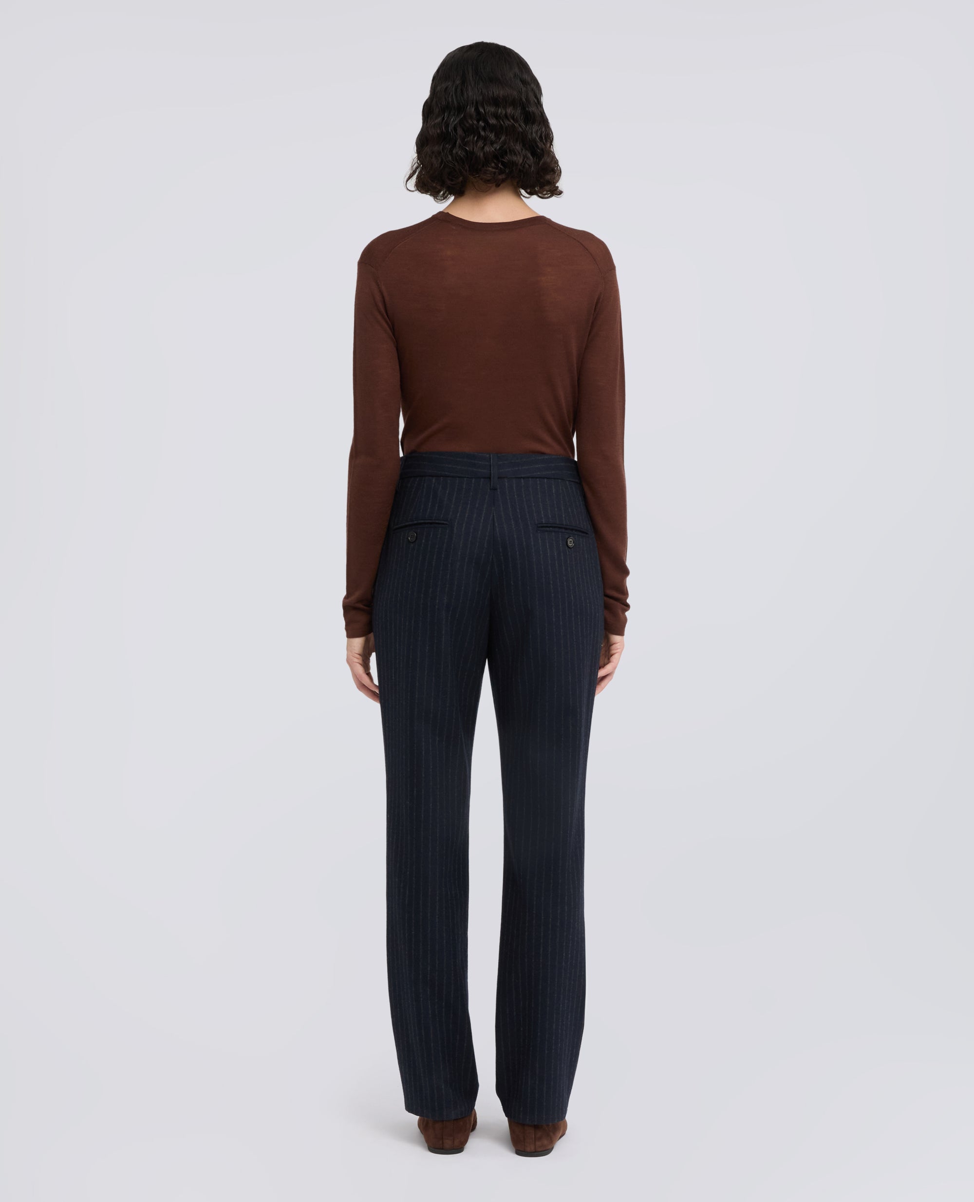 PANTALONE IN FLANELLA DI LANA VERGINE GESSATA - BLU - ASPESI