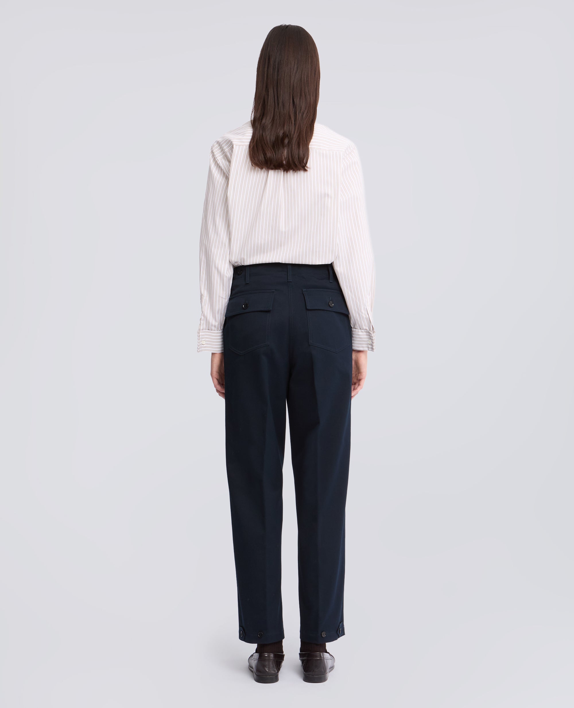 PANTALONE IN GABARDINA DI COTONE TINTO DI PEZZA - BLU - ASPESI