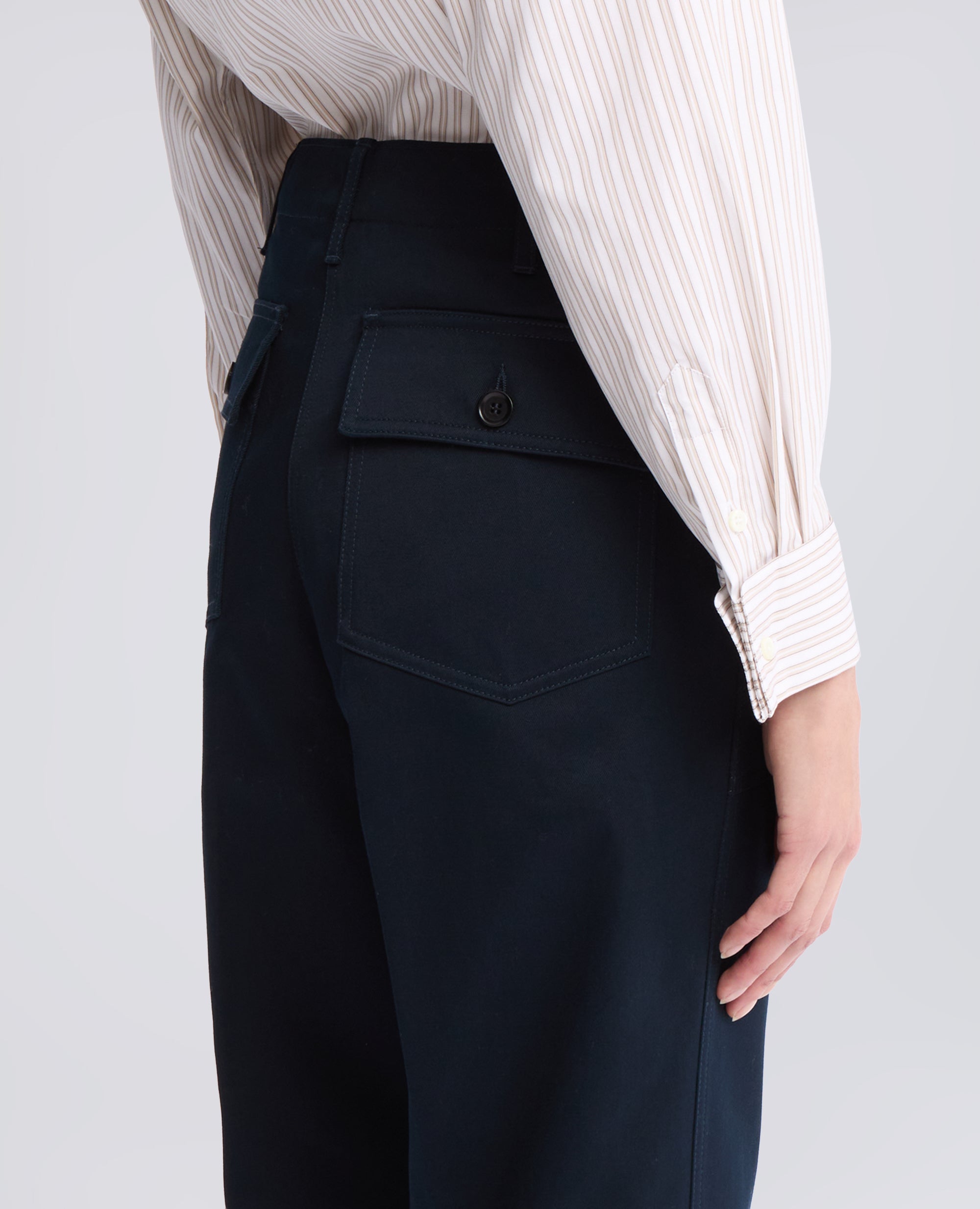 PANTALONE IN GABARDINA DI COTONE TINTO DI PEZZA - BLU - ASPESI